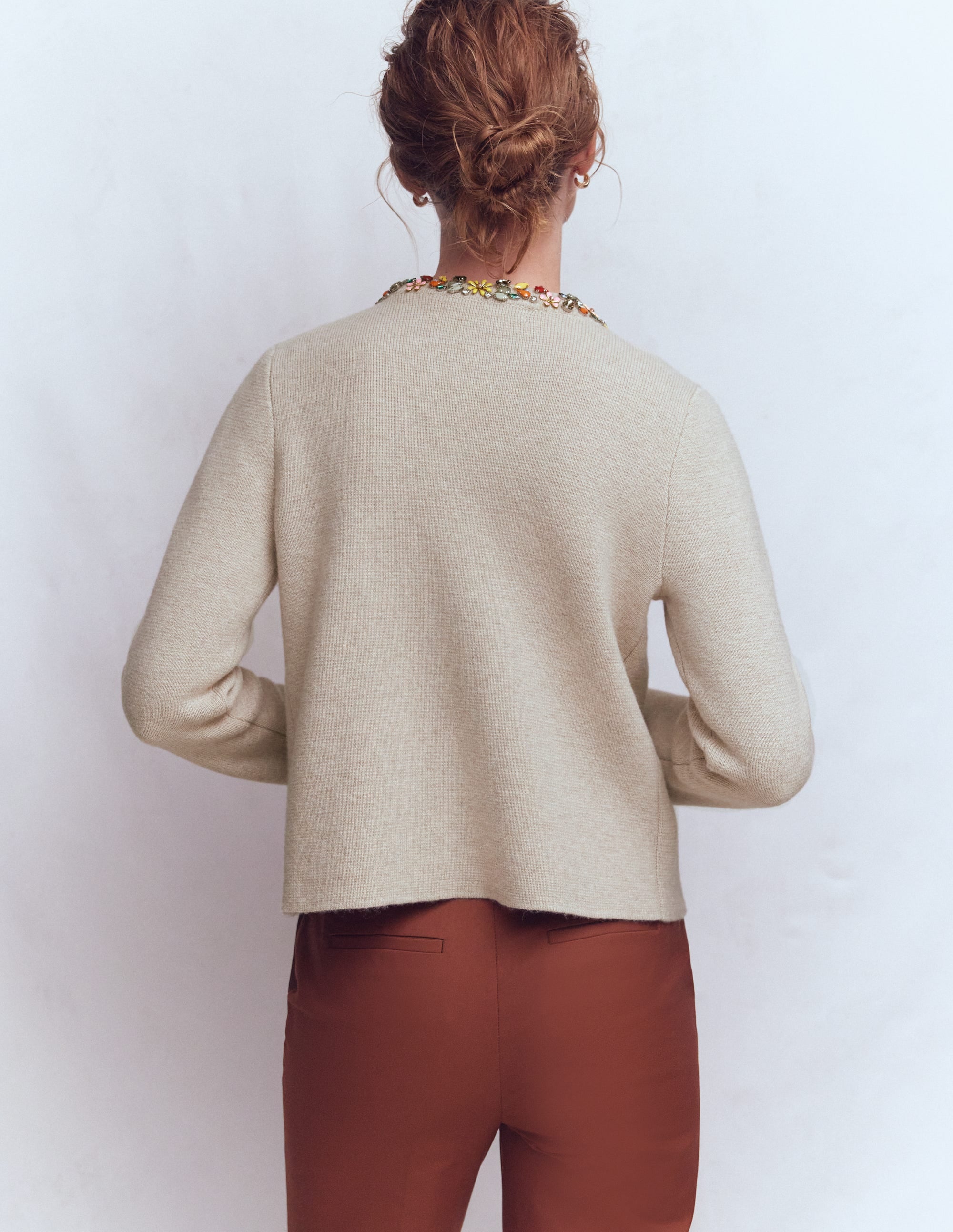 Embellished Knit Cardigan Chinchilla Melange Boden AU Embellished Knit Cardigan Chinchilla Melange Boden AU