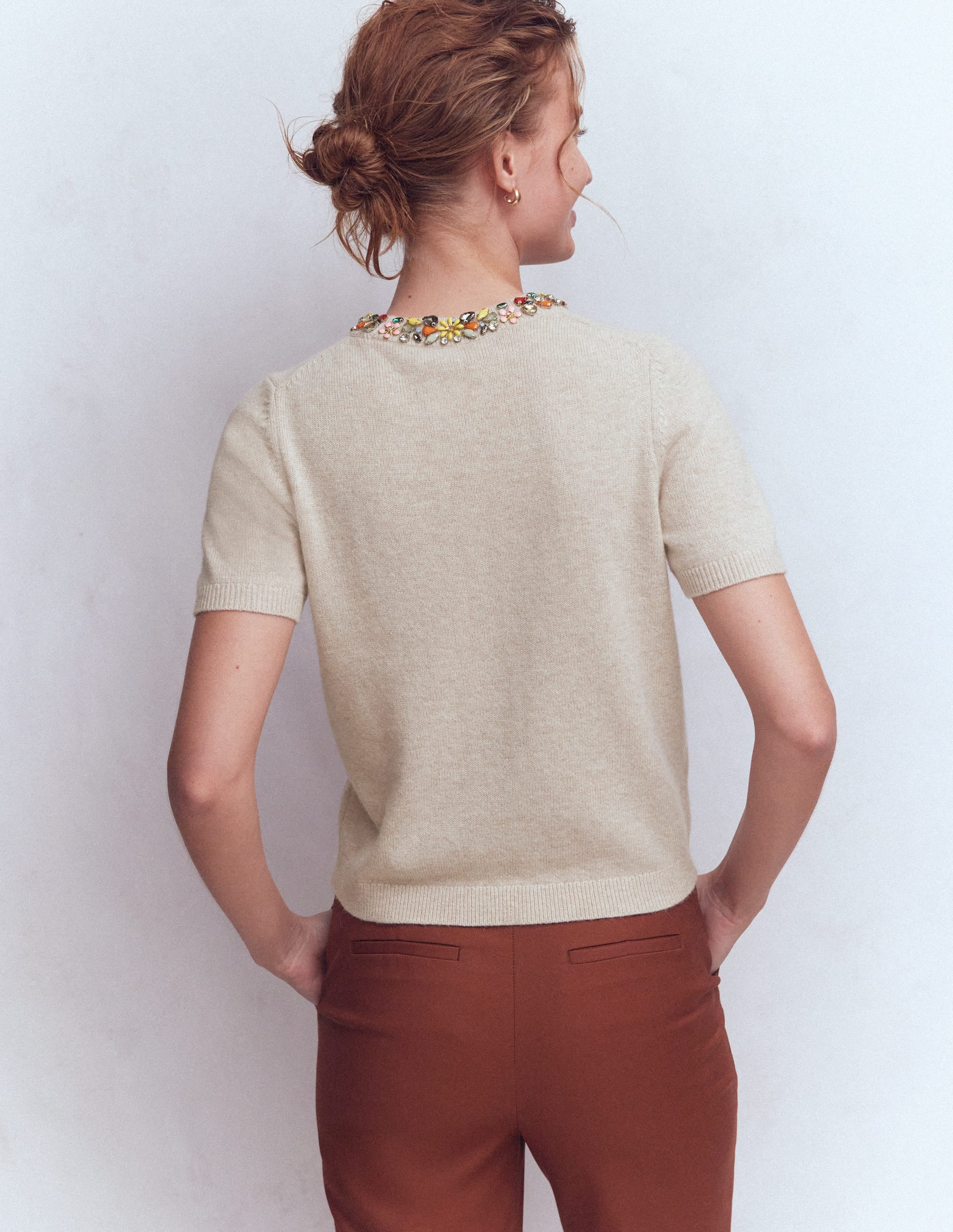 Embellished T-Shirt-Chinchilla Melange - Image 3