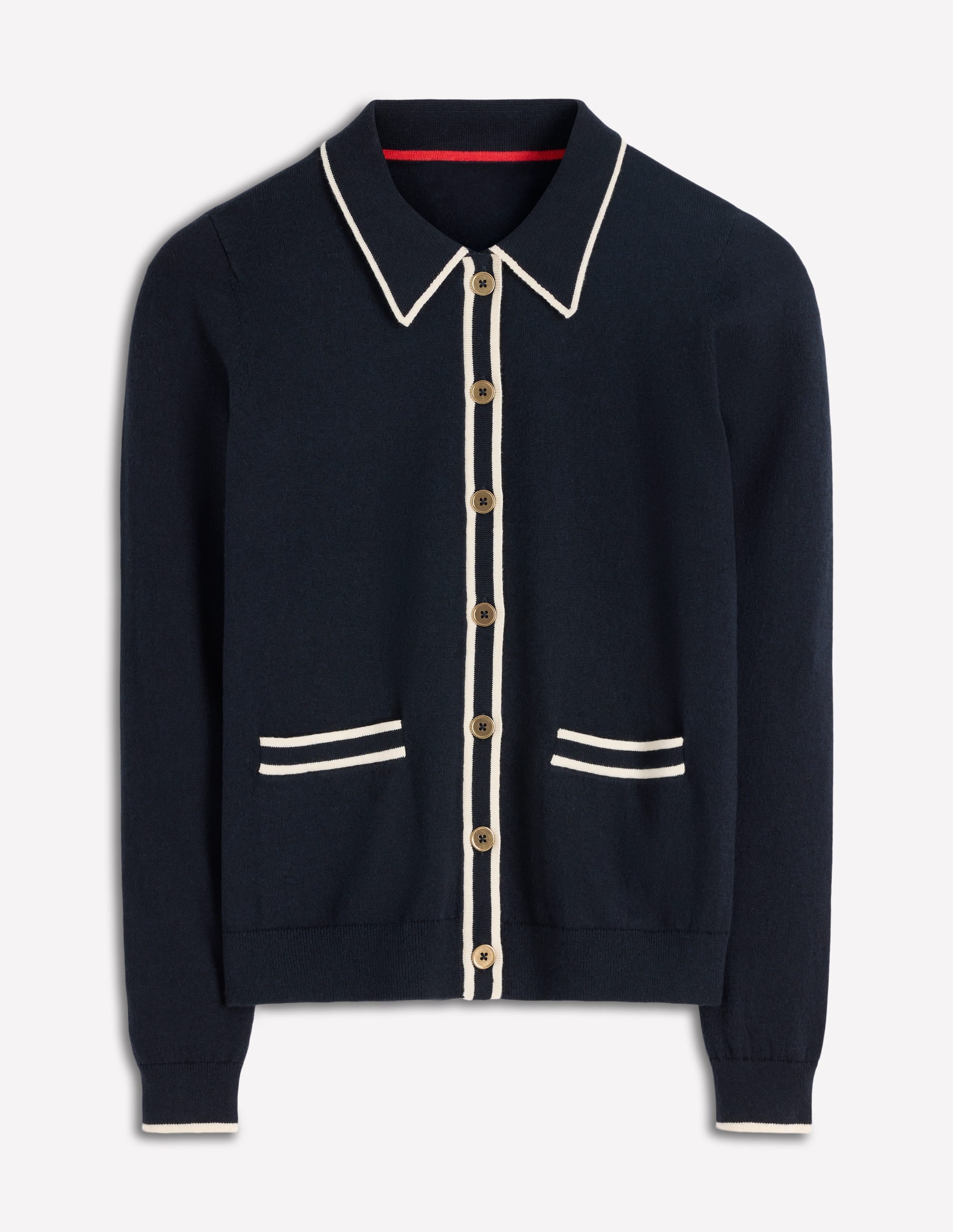 Liz Knitted Collared Cardigan-Navy - Image 5