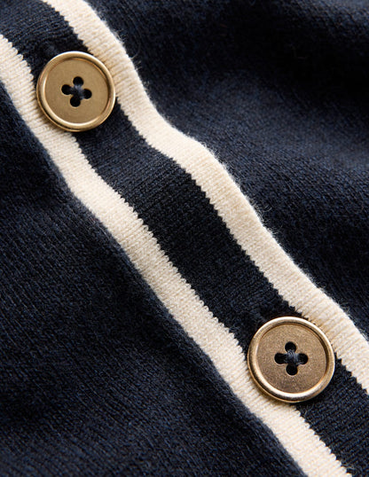 Liz Striped Collared Cardigan-Navy-6