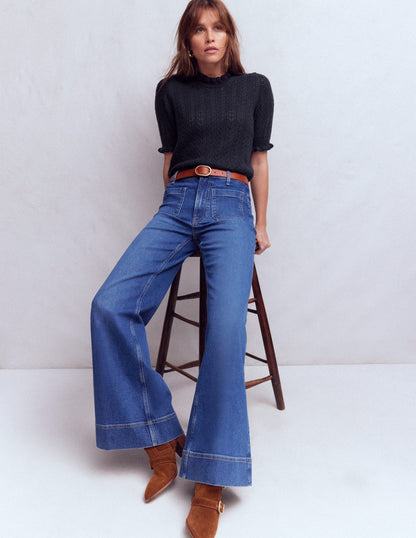 Eloise Frill T-Shirt-Navy-1