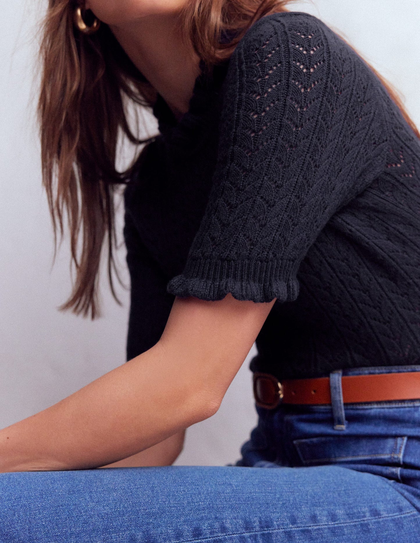 Eloise Frill T-Shirt-Navy