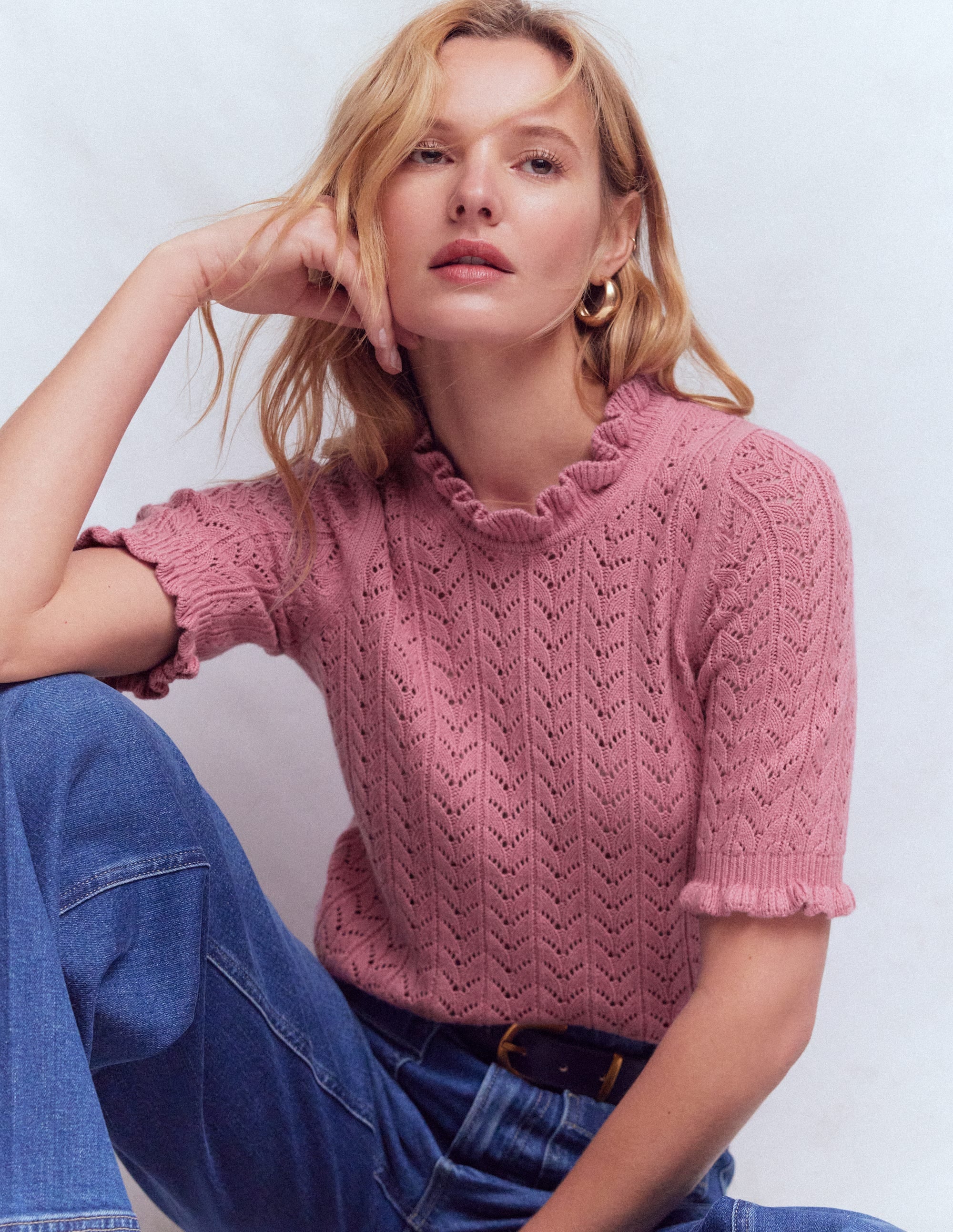 Eloise Frill T-Shirt-Spring Blossom Pink | Boden UK
