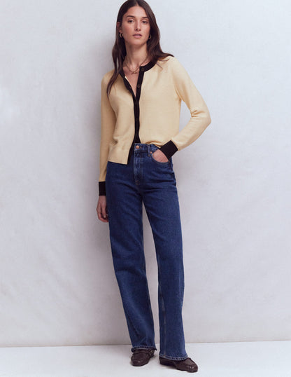 Grace Colour Block Cardigan-Warm Ivory-1