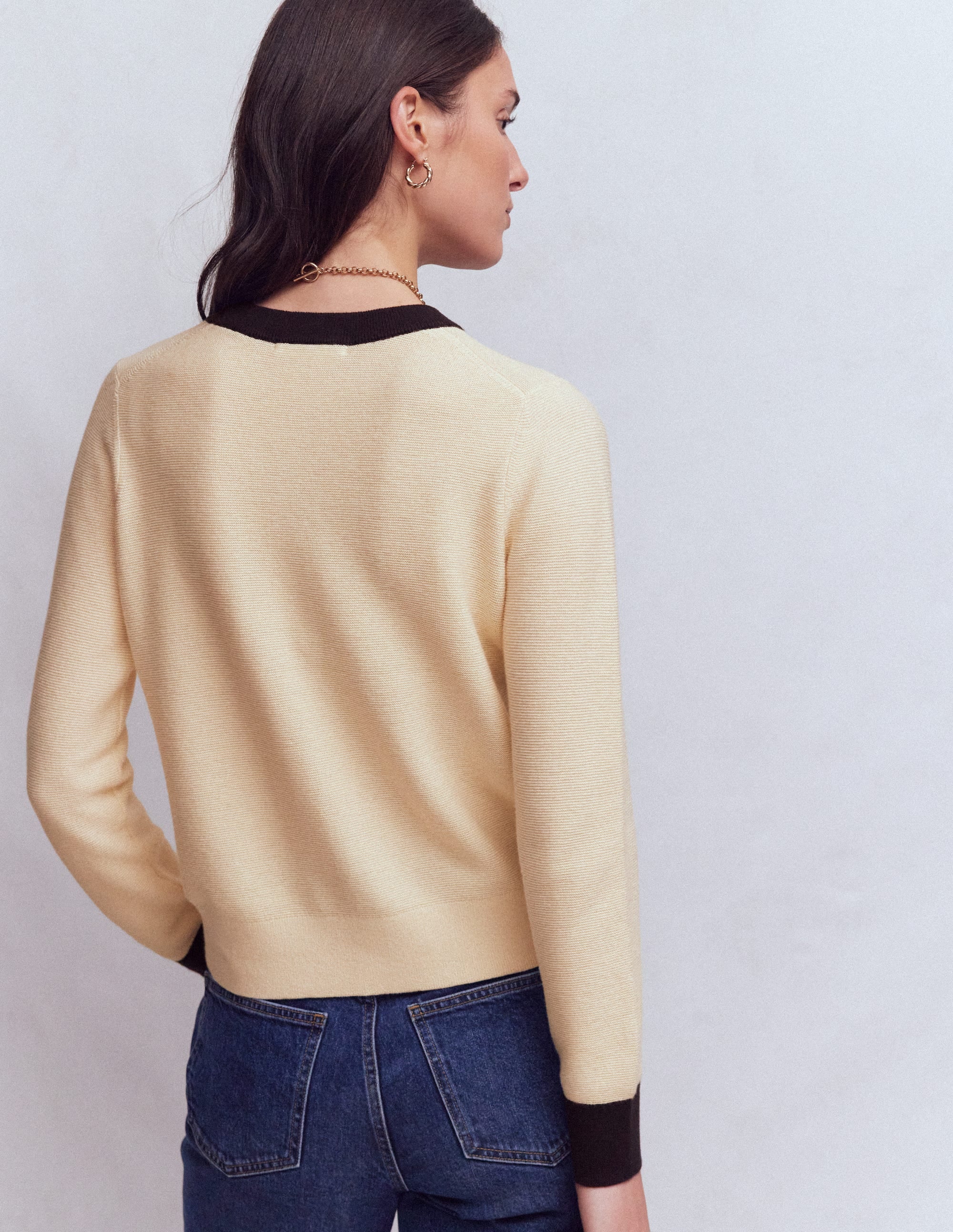 Grace Colour Block Cardigan-Warm Ivory - Image 3