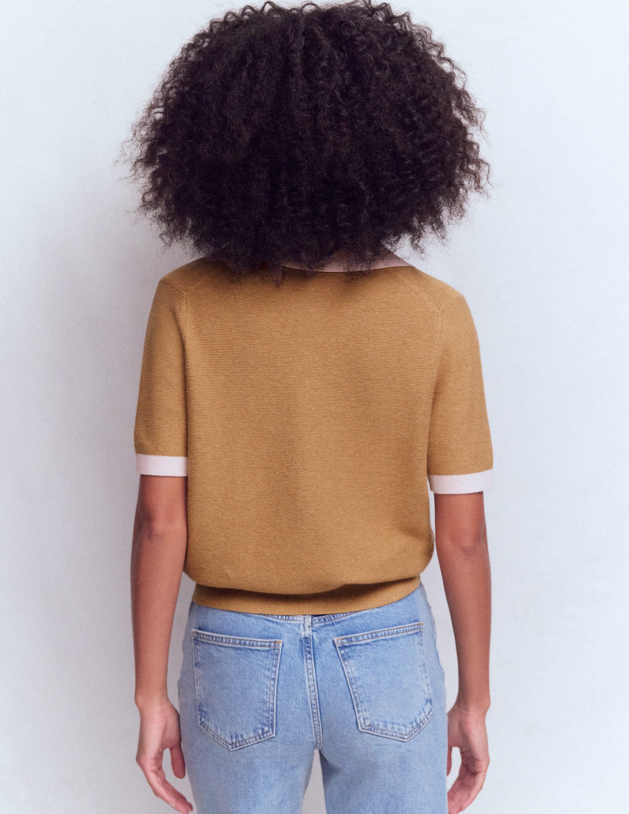 Grace Colour Block T-Shirt-Camel Melange - Image 3
