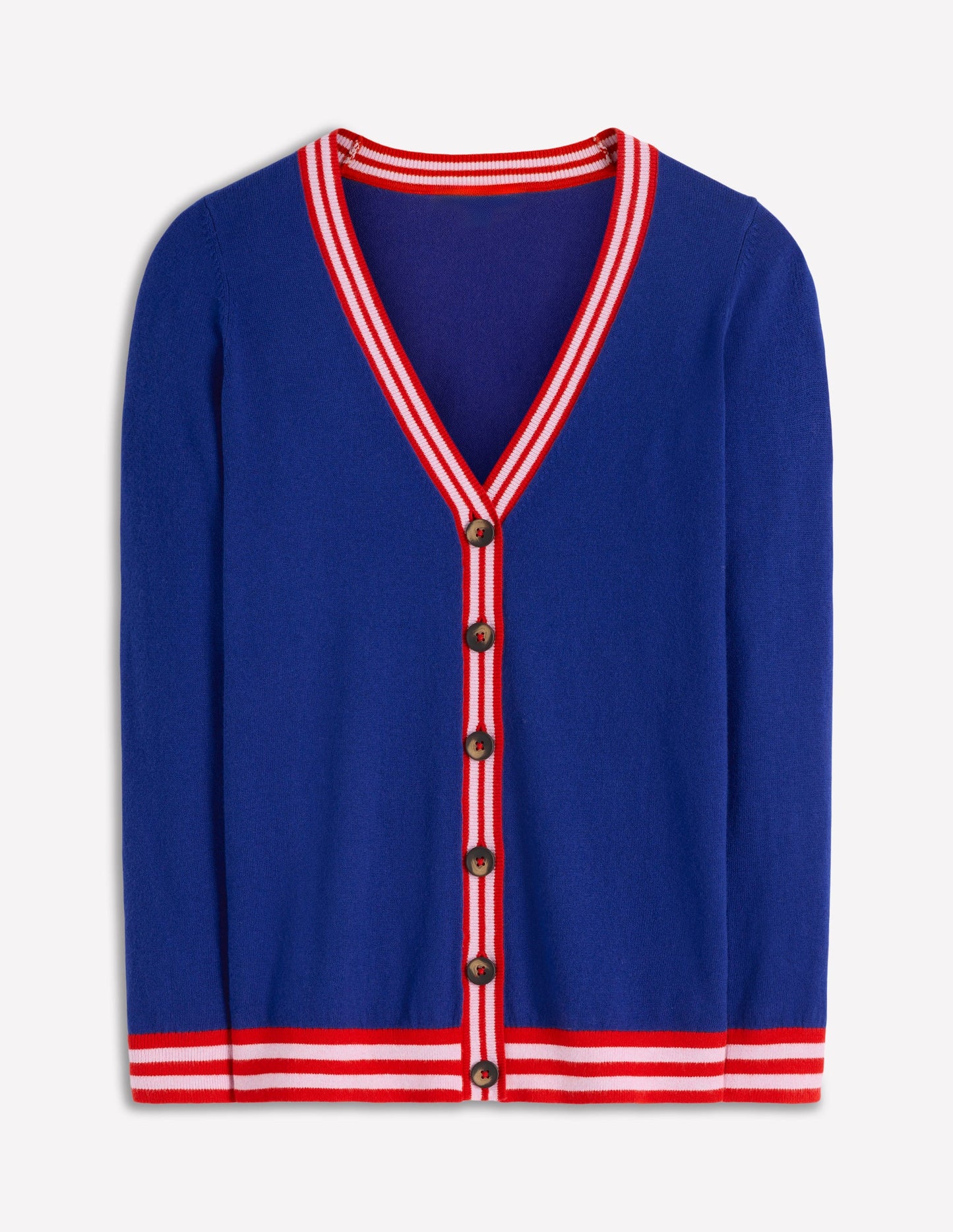 V Neck Longline Cardigan-Bright Blue