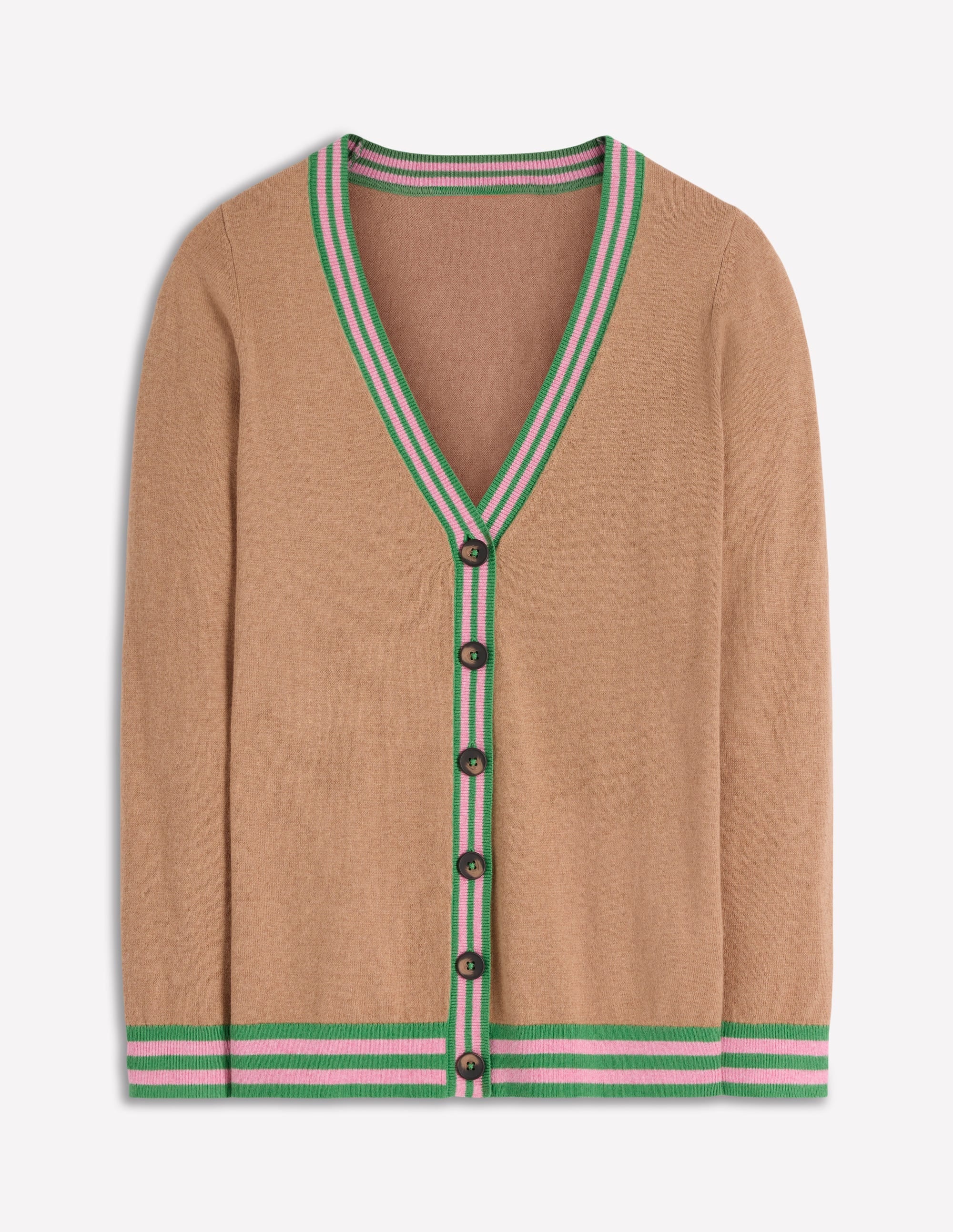 V Neck Longline Cardigan-Camel Melange - Image 8