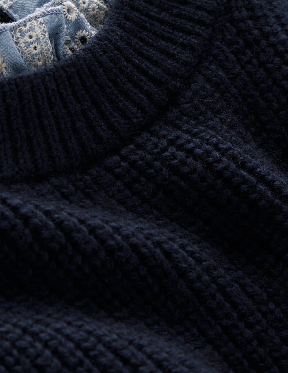 Knit and Woven Mix Jumper-Navy - Image 7