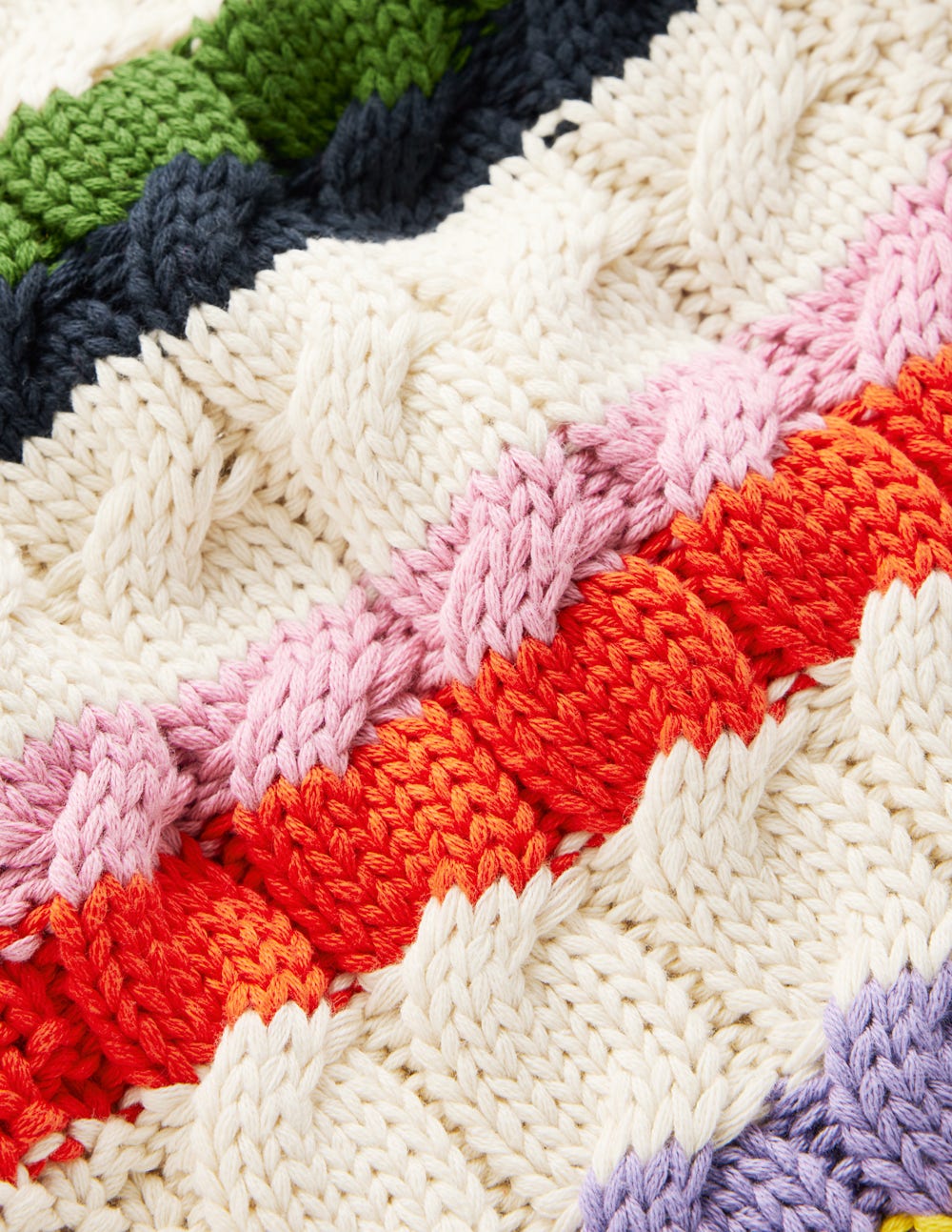 Cotton Cable Jumper-Warm Ivory, Rainbow - Image 7