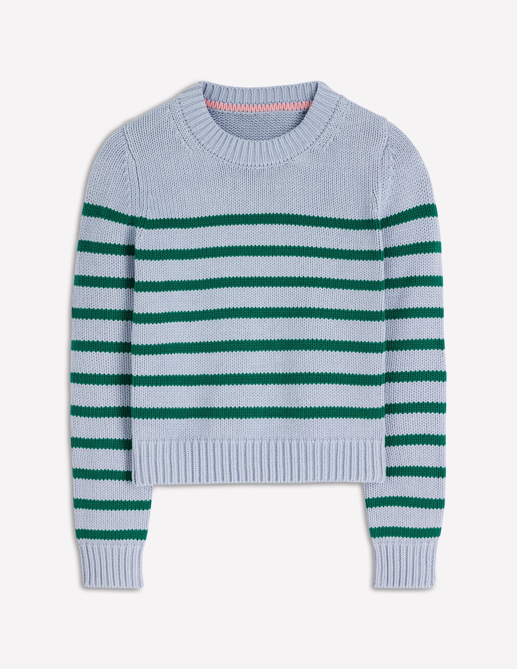 Lucy Chunky Cotton Jumper-Blue/ Green - Image 6