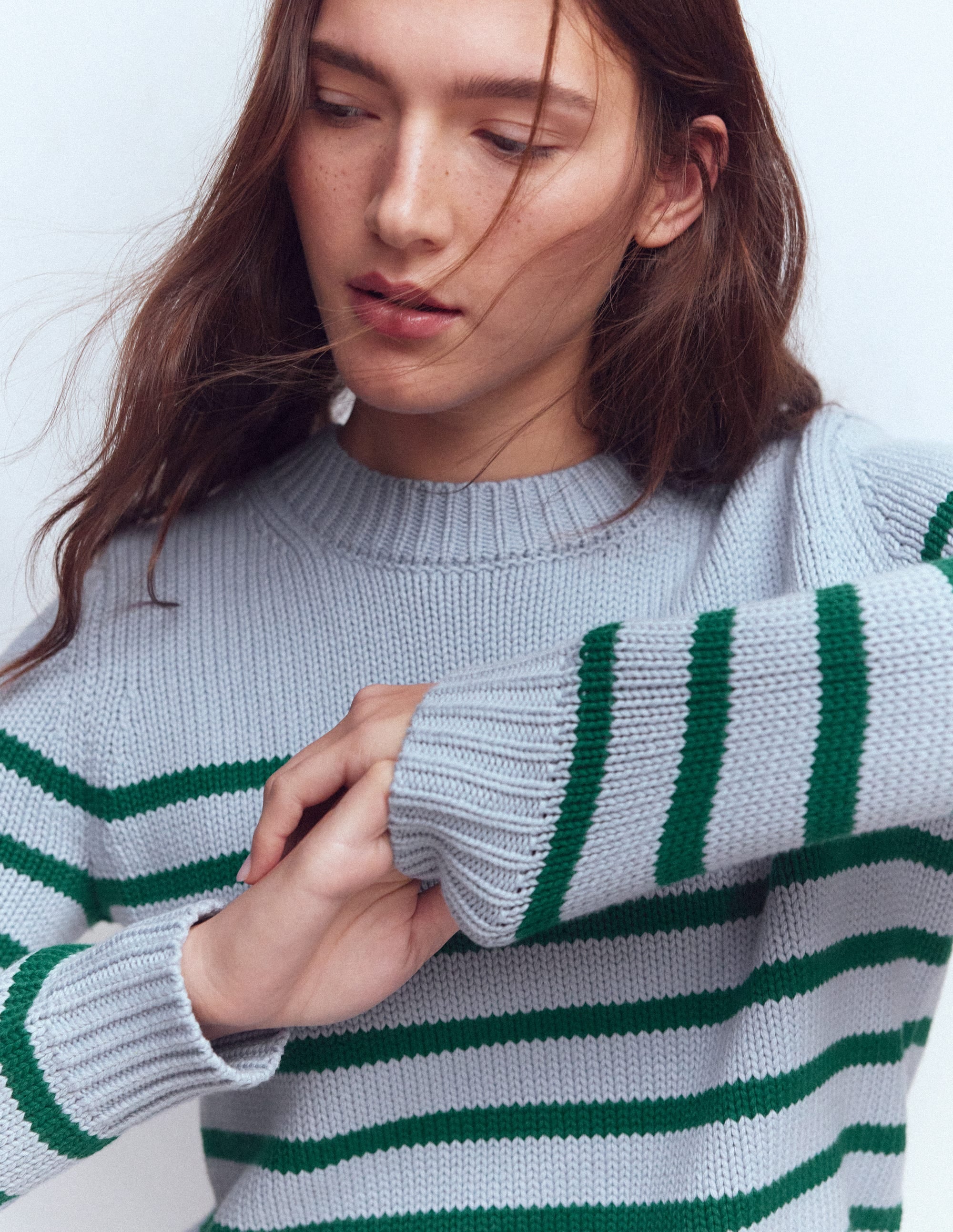 Lucy Chunky Cotton Jumper-Blue/ Green - Image 2