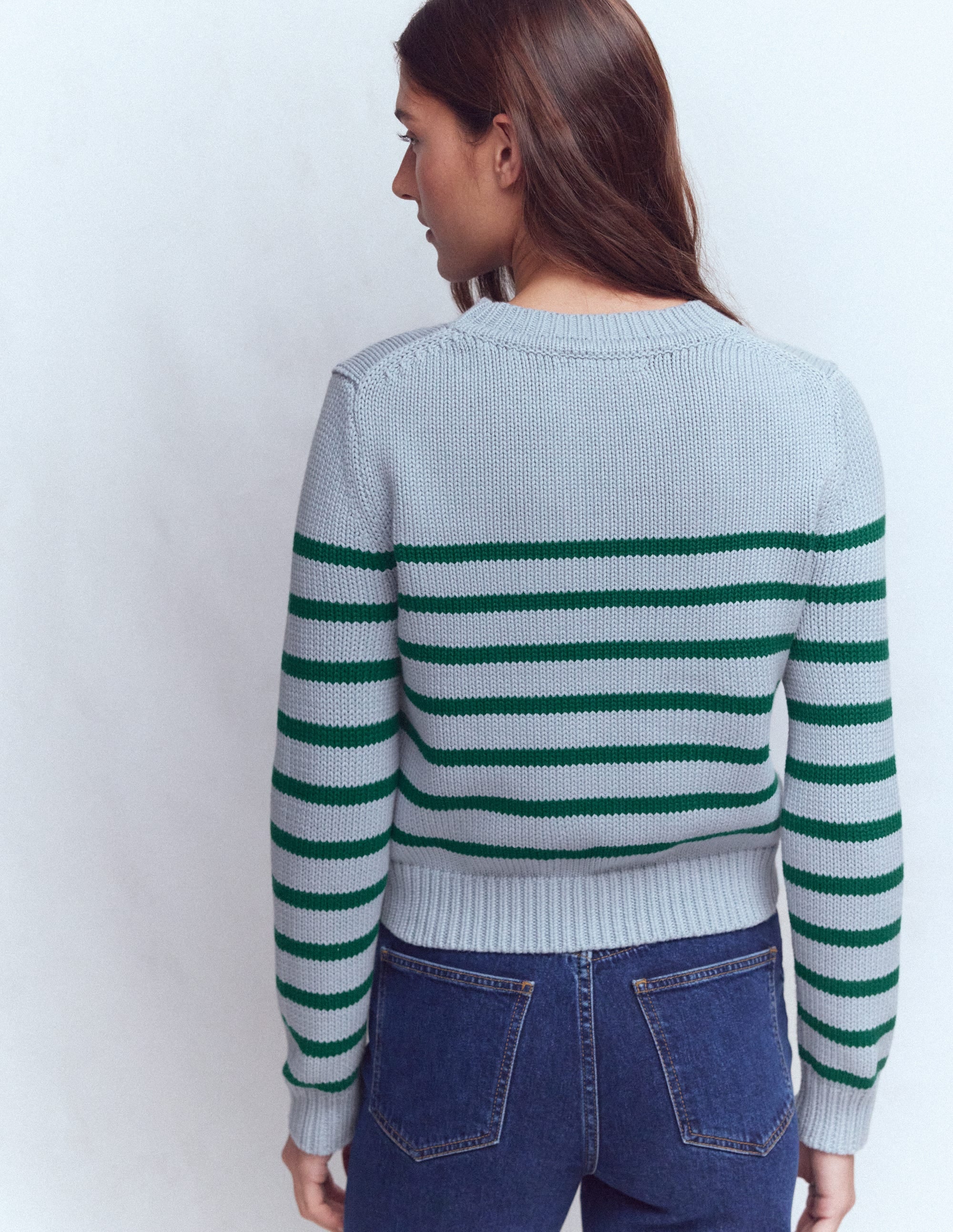 Lucy Chunky Cotton Jumper-Blue/ Green - Image 3