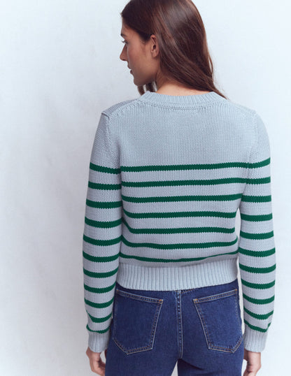 Lucy Chunky Cotton Jumper-Blue/ Green-3