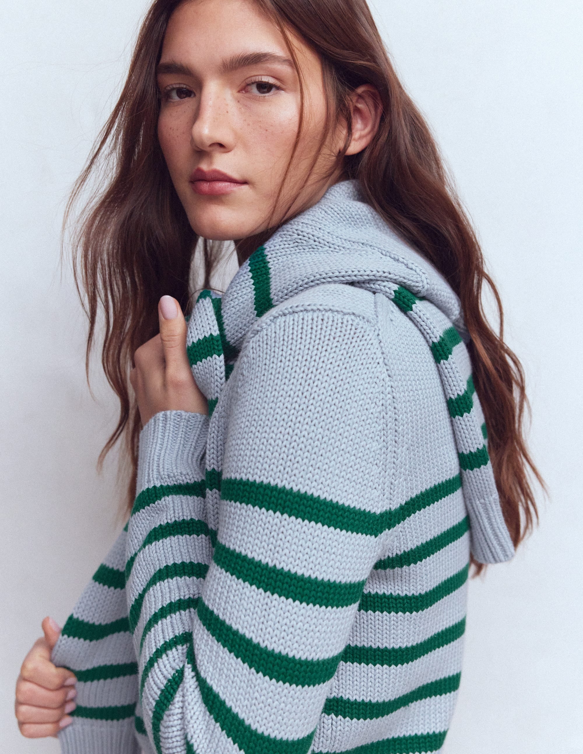 Lucy Chunky Cotton Jumper-Blue/ Green - Image 5