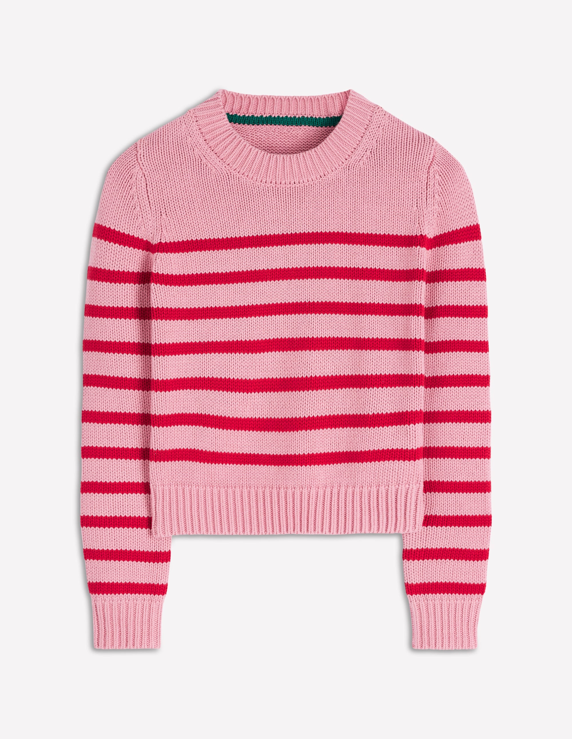 Lucy Chunky Cotton Jumper-Pink/ Red - Image 6