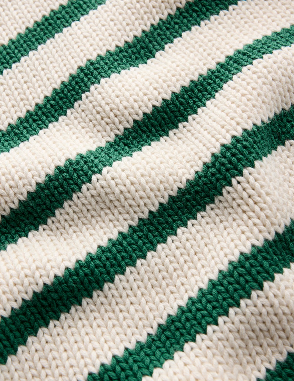 Lucy Chunky Cotton Jumper-Ivory and Jewel Green Stripe - Image 6