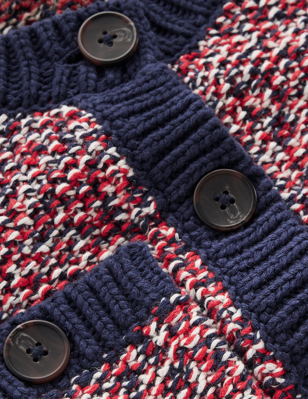 Textured Marl Cardigan-Navy/ Red Marl - Image 7