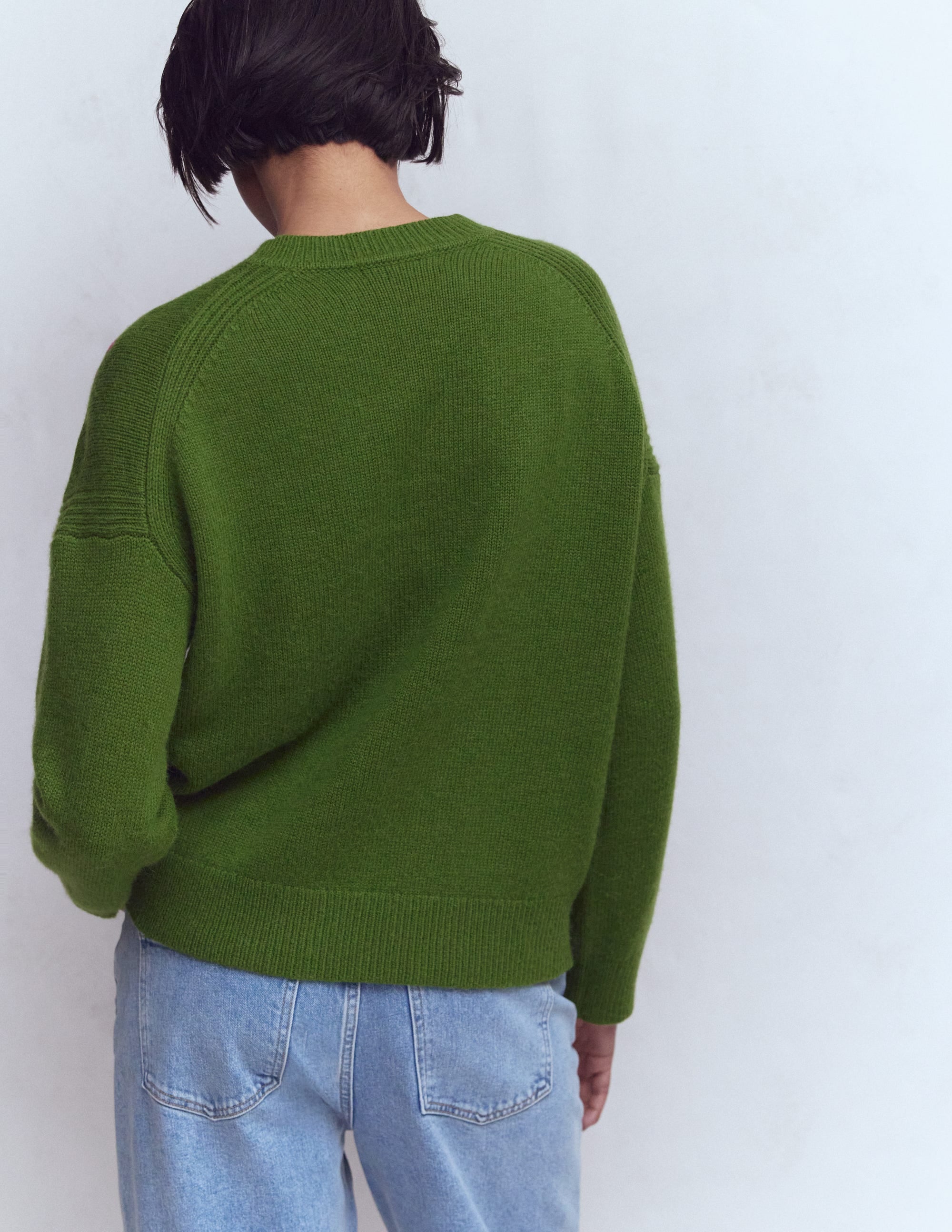 Isa Embroidered Jumper-Herb Garden, Green Flowers - Image 3