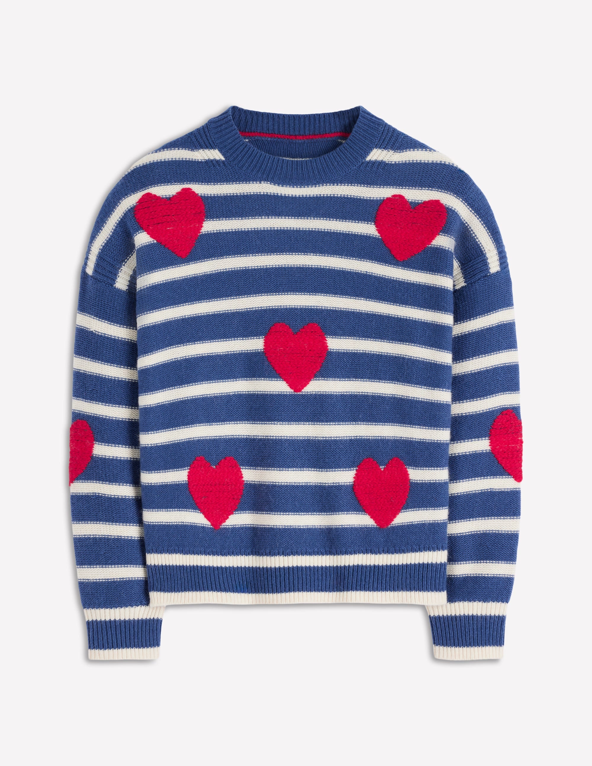 Isa Embroidered Jumper-Delft Blue Hearts - Image 5