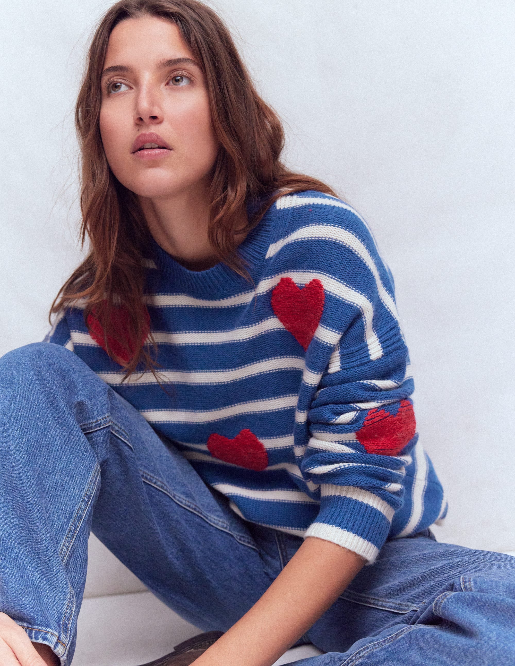 Isa Embroidered Jumper-Delft Blue Hearts - Image 1