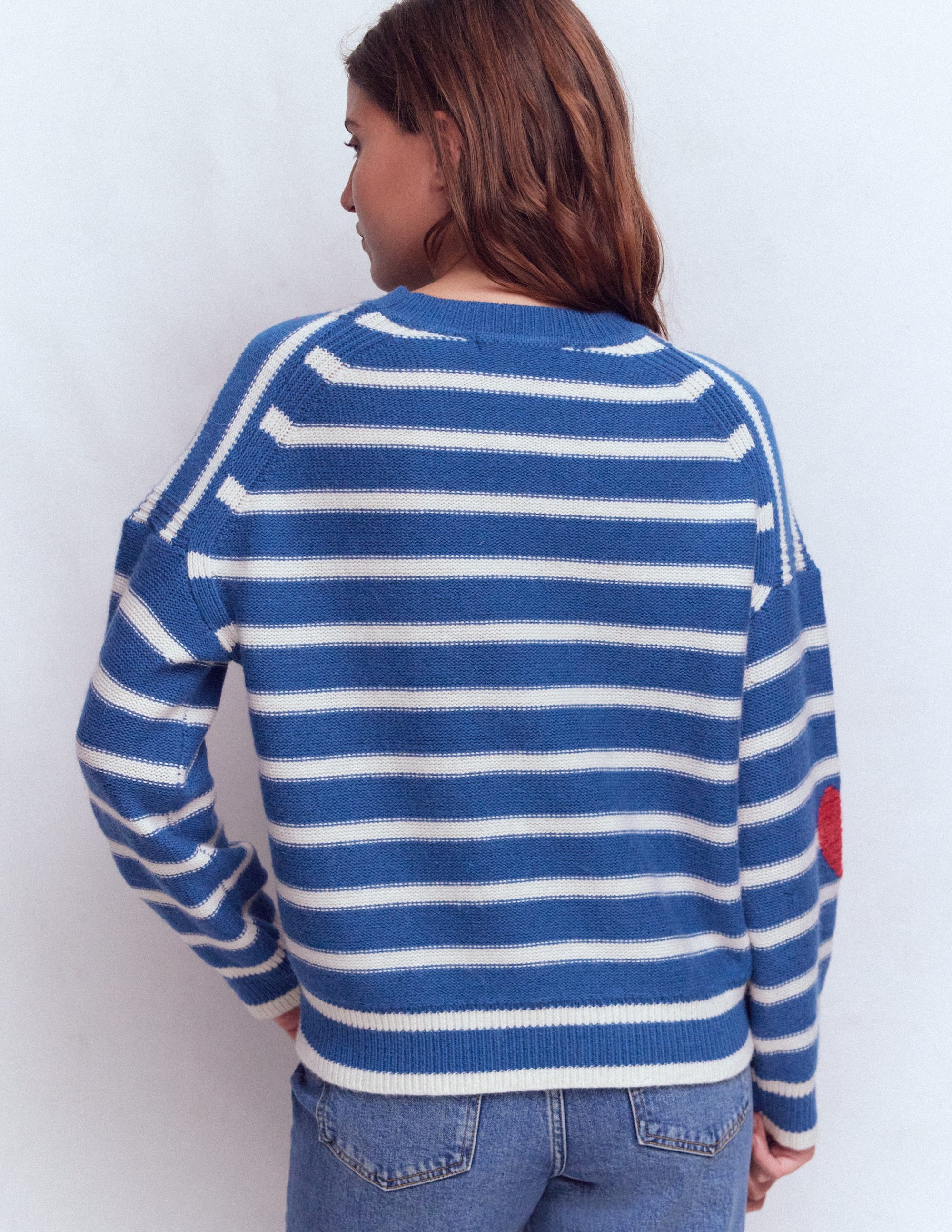 Isa Embroidered Jumper-Delft Blue Hearts - Image 3
