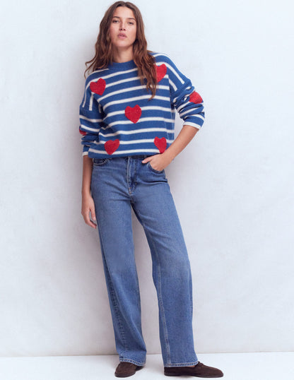 Isa Embroidered Jumper-Delft Blue Hearts-4