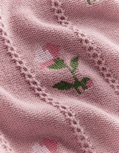 Valeria Crochet Trim Jumper-Rose Pink, Embroidery-6