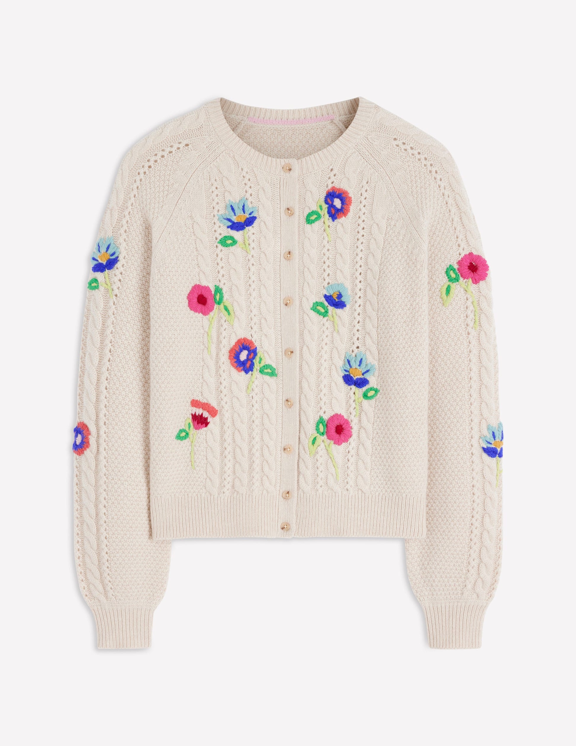 Liv Embroidered Cable Cardigan-Oatmeal Melange-6