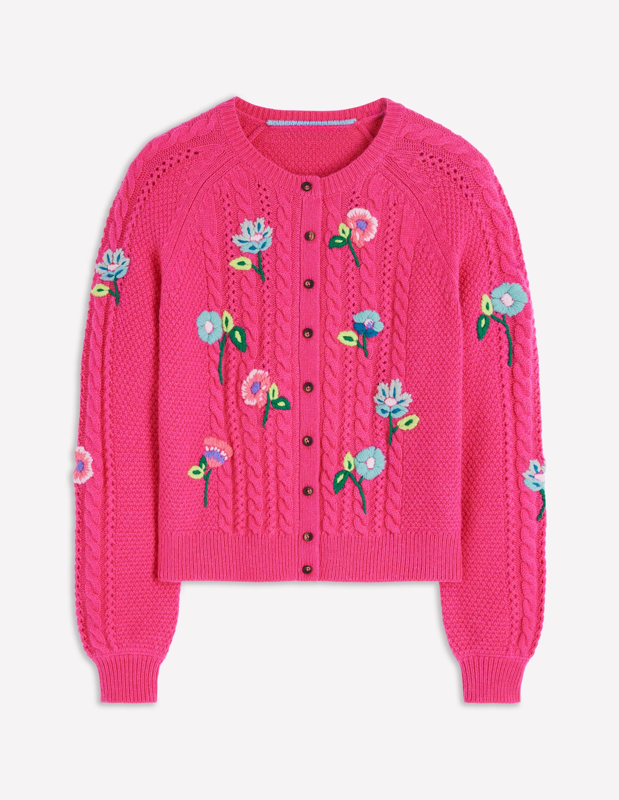 Liv Embroidered Cable Cardigan-Pink Peony - Image 5