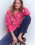 Liv Embroidered Cable Cardigan-Pink Peony