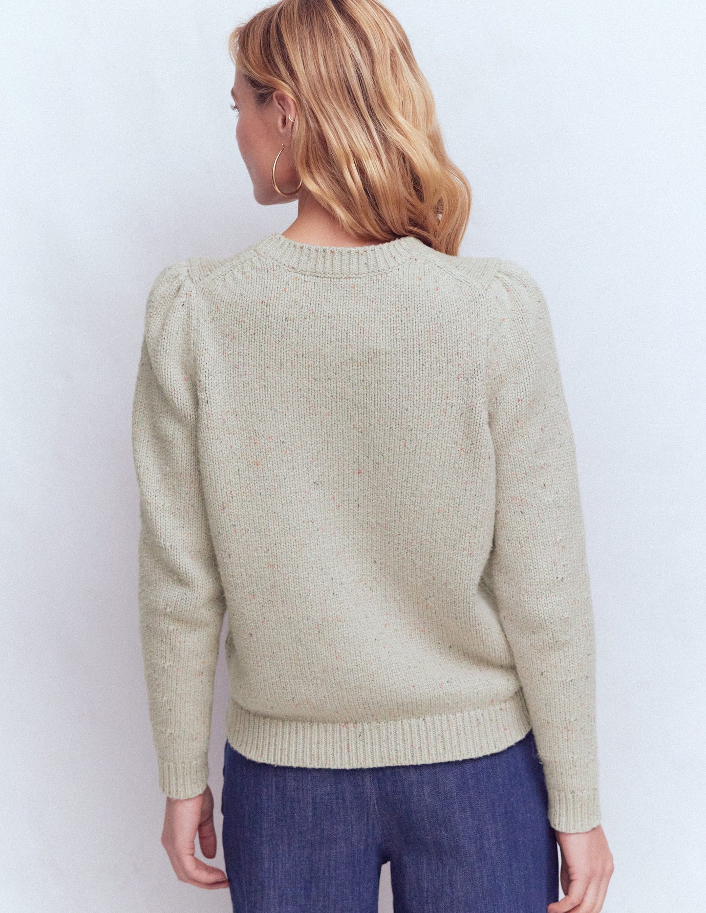 Davina Puff Sleeve Jumper-Ivory, Nep
