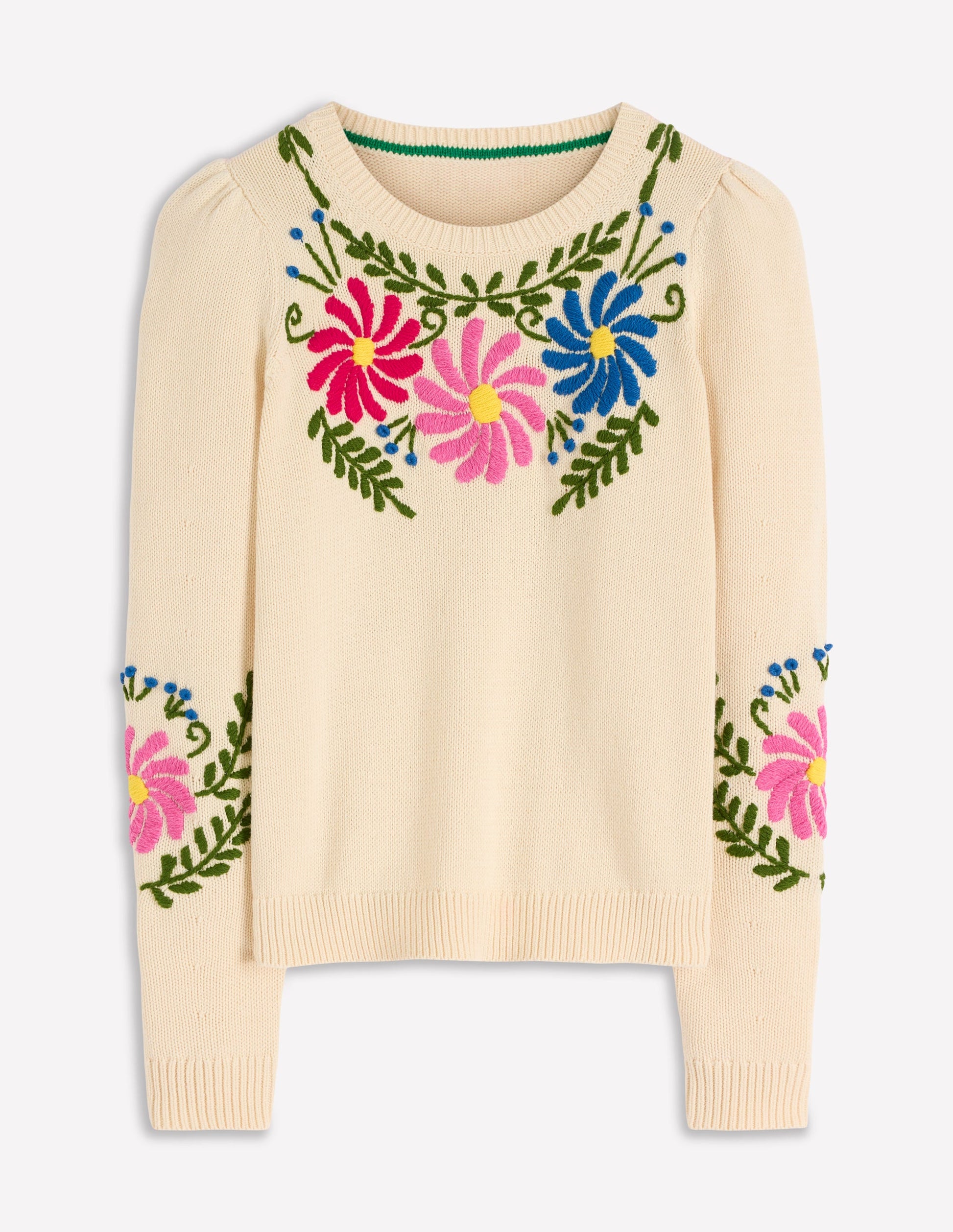 Davina Puff Sleeve Jumper-Ivory Embroidery-5