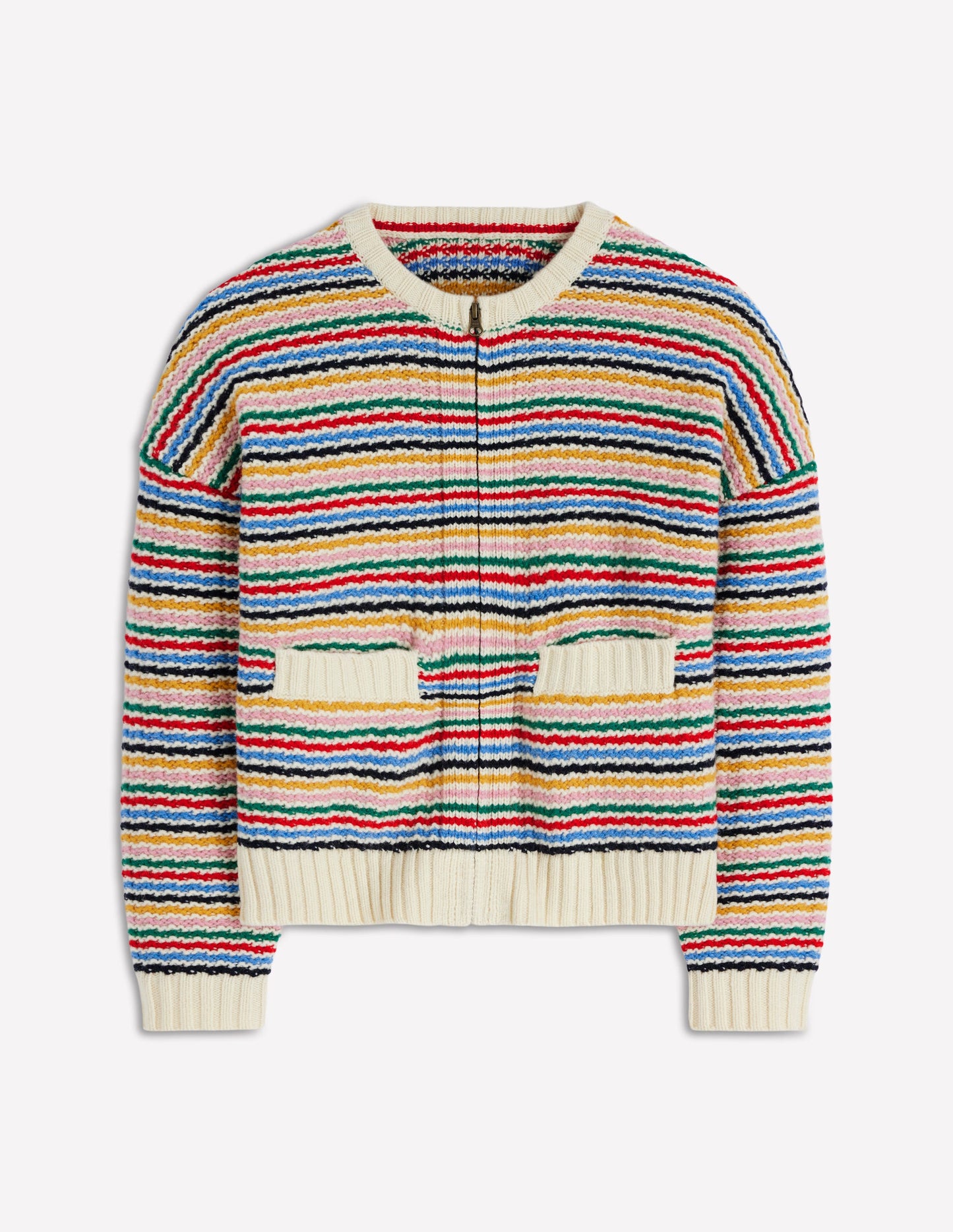Maya Zip-up Jacket-Ivory, Rainbow