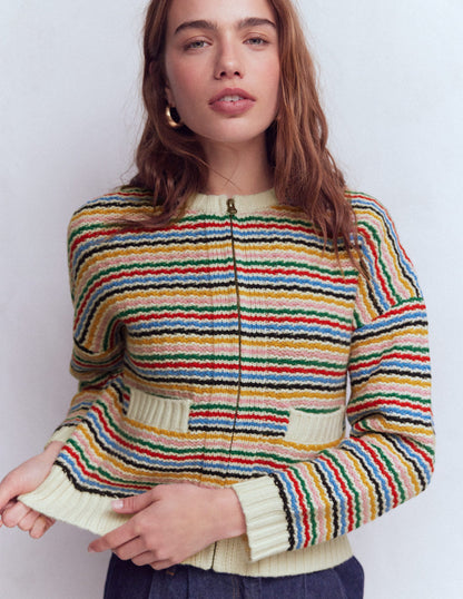 Maya Zip-up Jacket-Ivory, Rainbow-3