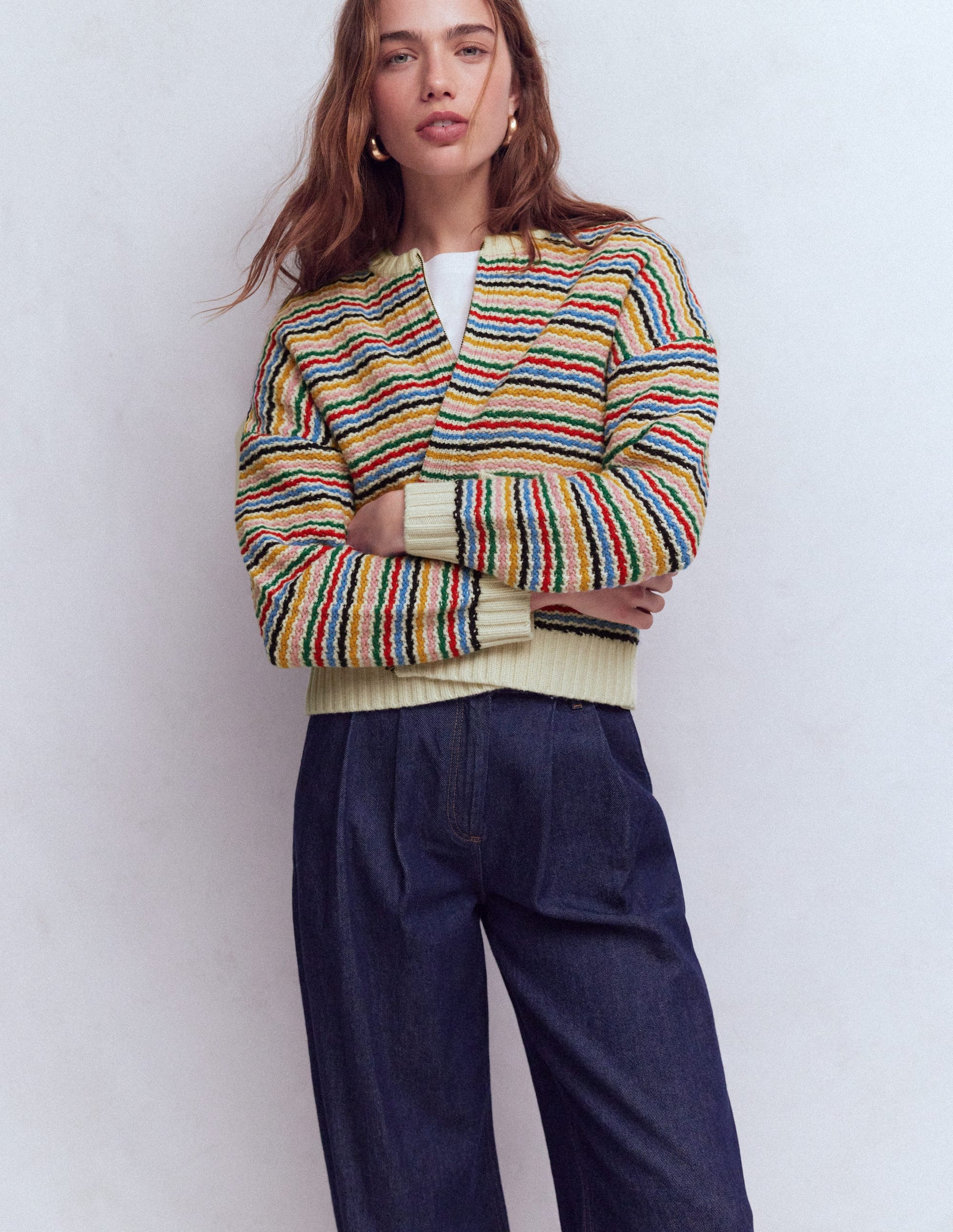 Maya Zip-up Jacket-Ivory, Rainbow-5