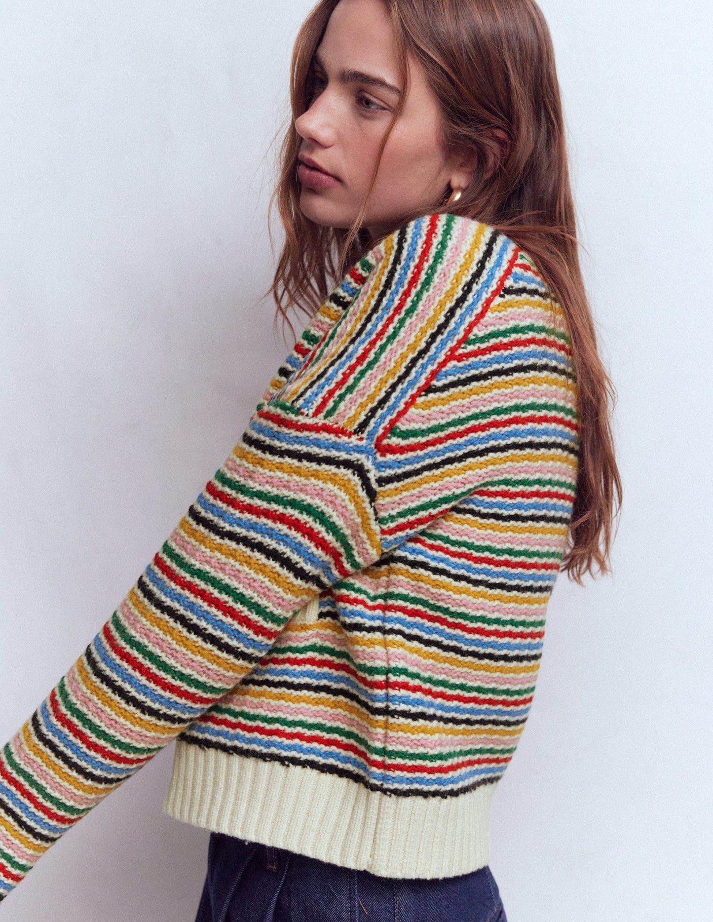 Maya Zip-up Jacket-Ivory, Rainbow