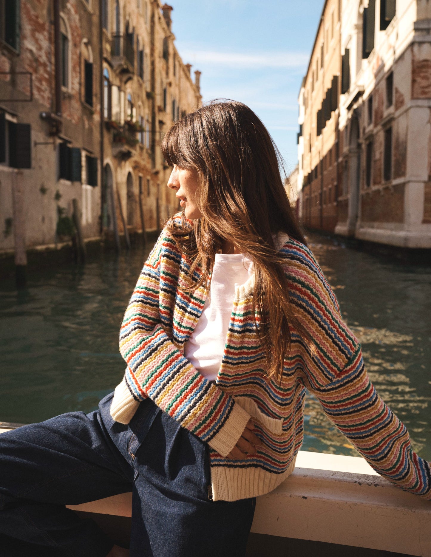 Maya Zip-up Jacket-Ivory, Rainbow