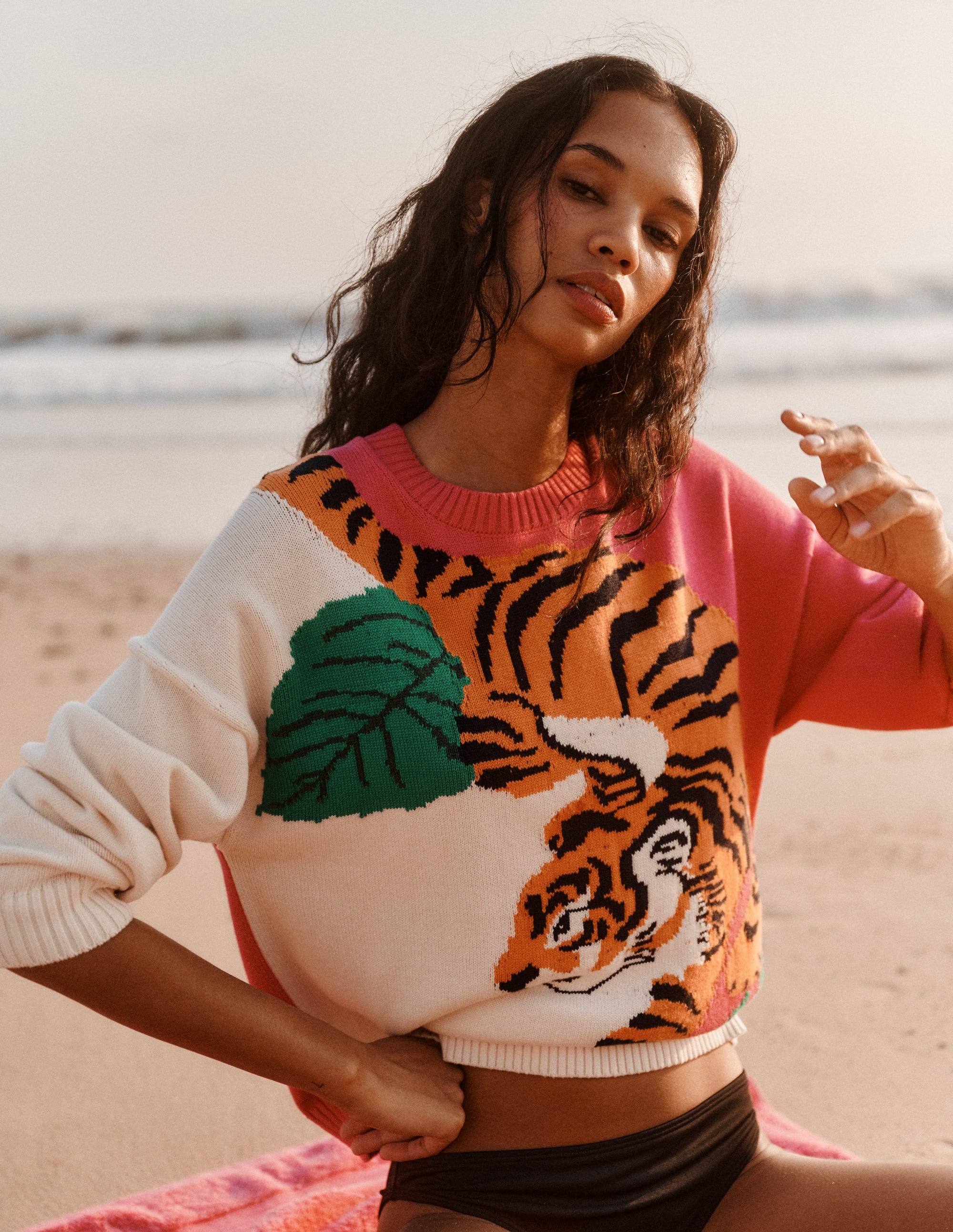Novelty Jumper-Warm Ivory and Pink Tiger - Image 6