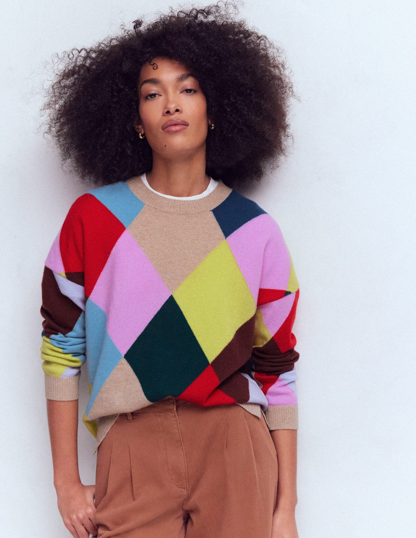 Anastasia Cashmere Jumper-Multi Harlequin Jumper