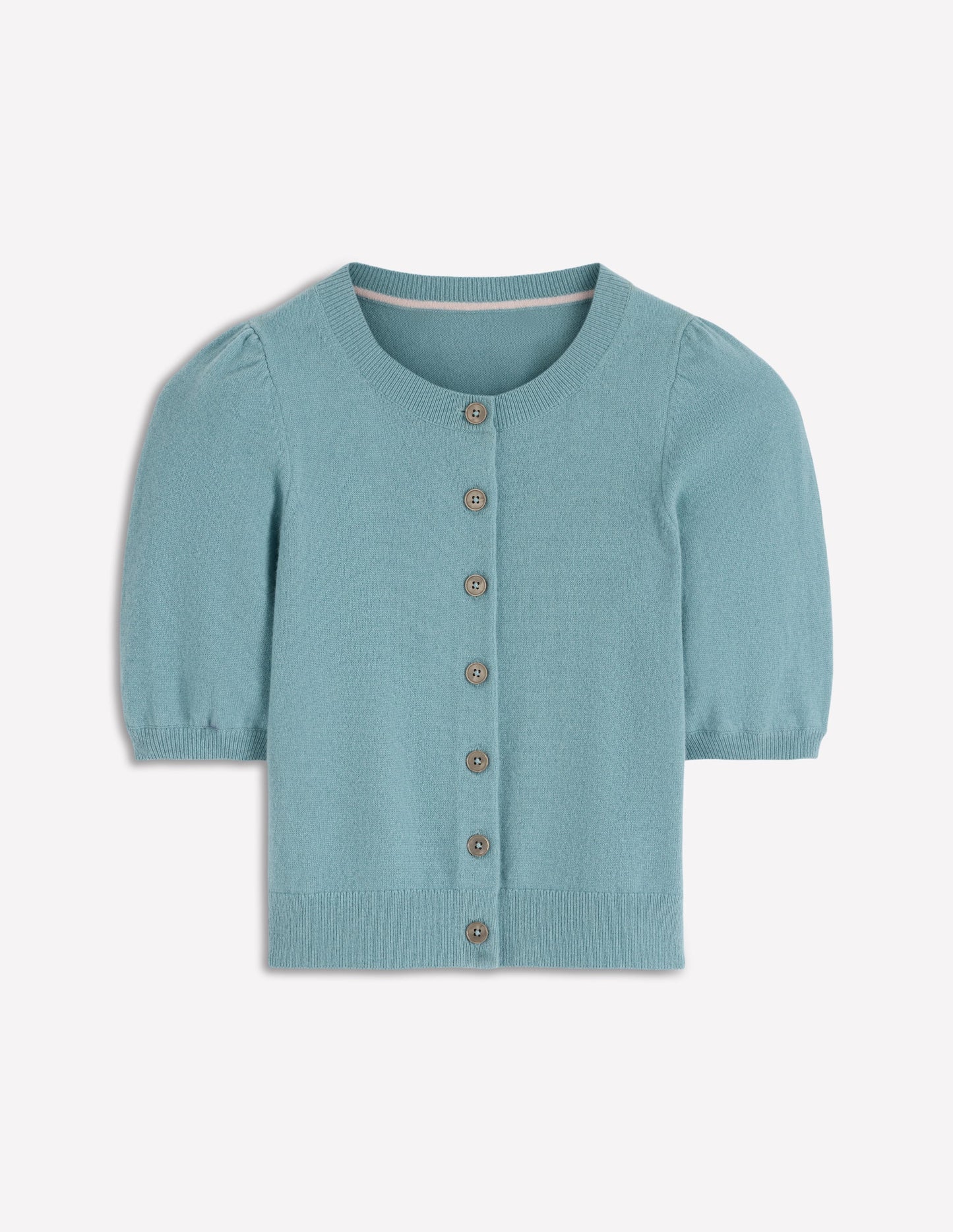 Cropped Cashmere Cardigan-Misty Blue