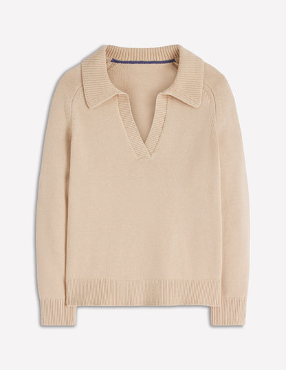 Cotton Henley Jumper-Almond Peach-6