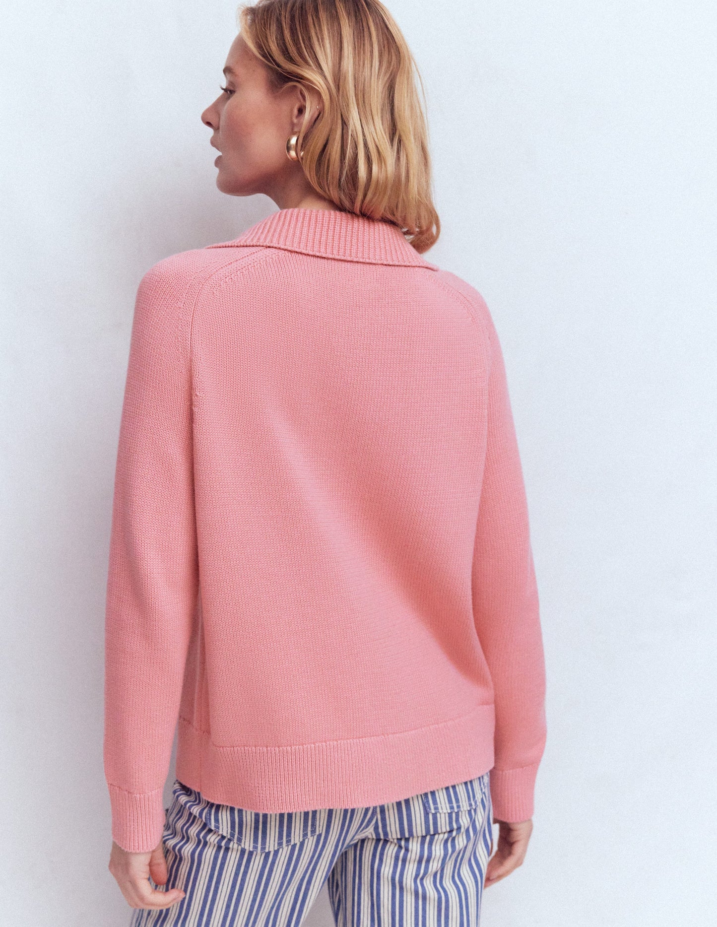 Cotton Henley Jumper-Dusty Rose