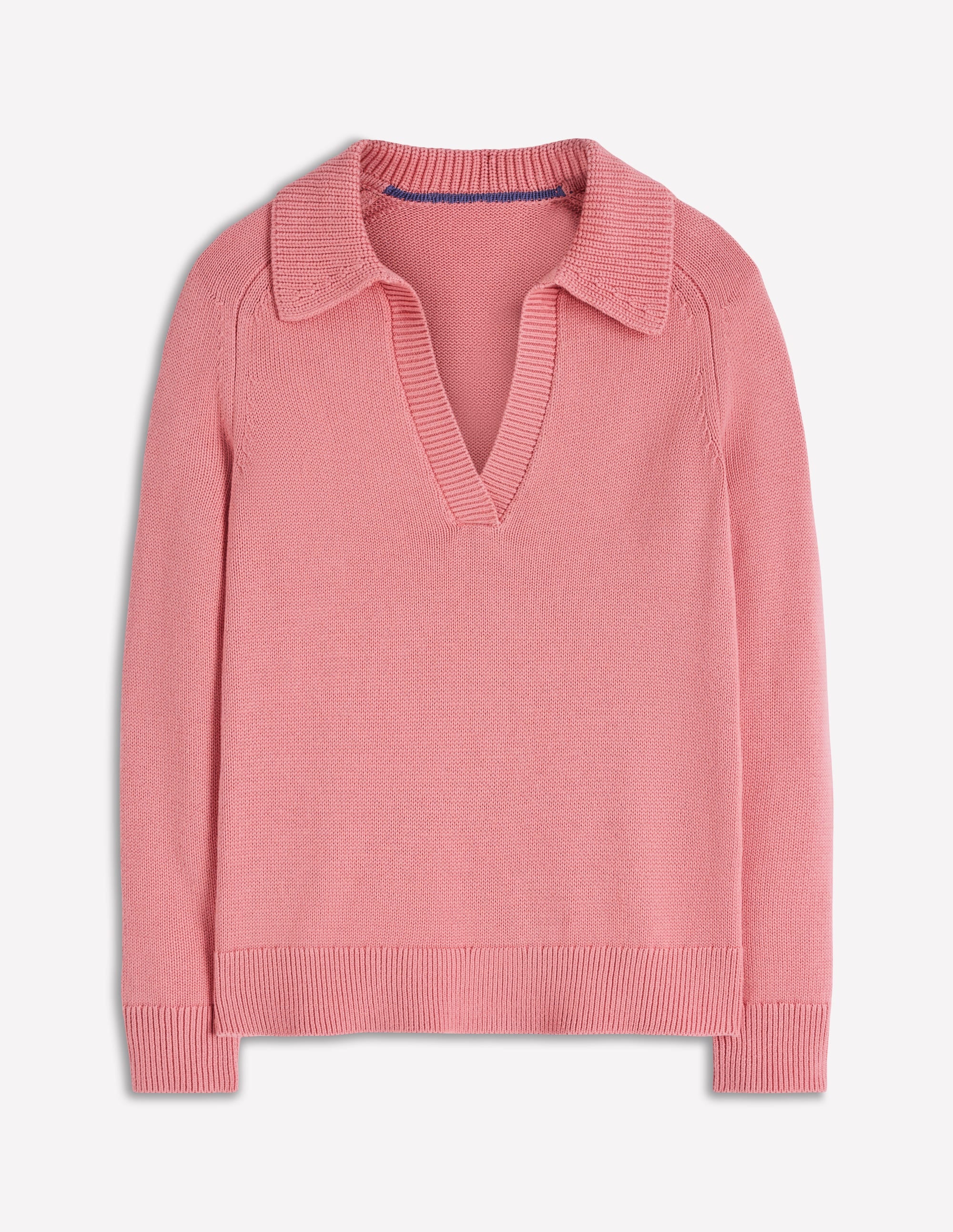 Cotton Henley Jumper-Dusty Rose - Image 5