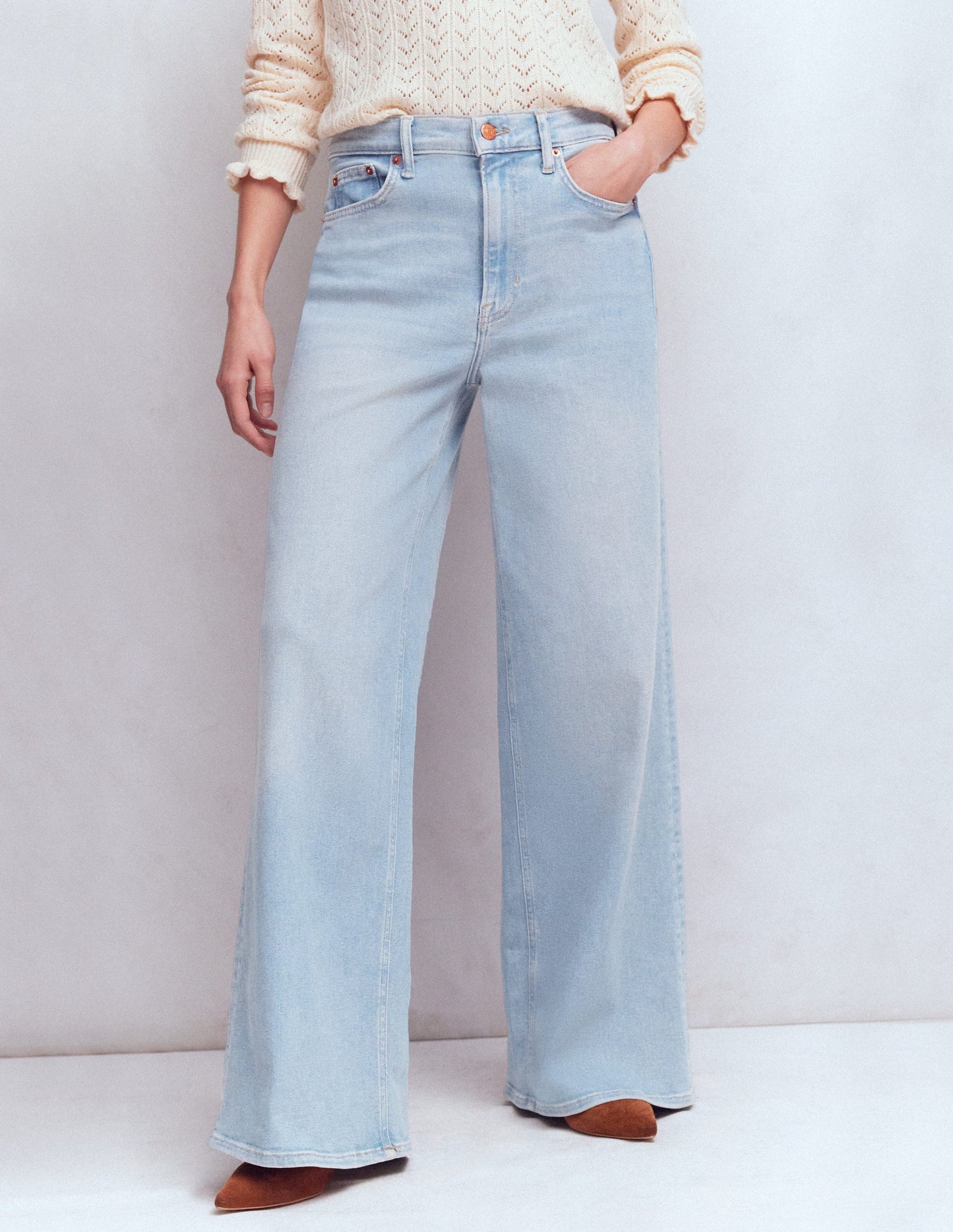 High Rise Wide Leg Jeans-Light Vintage