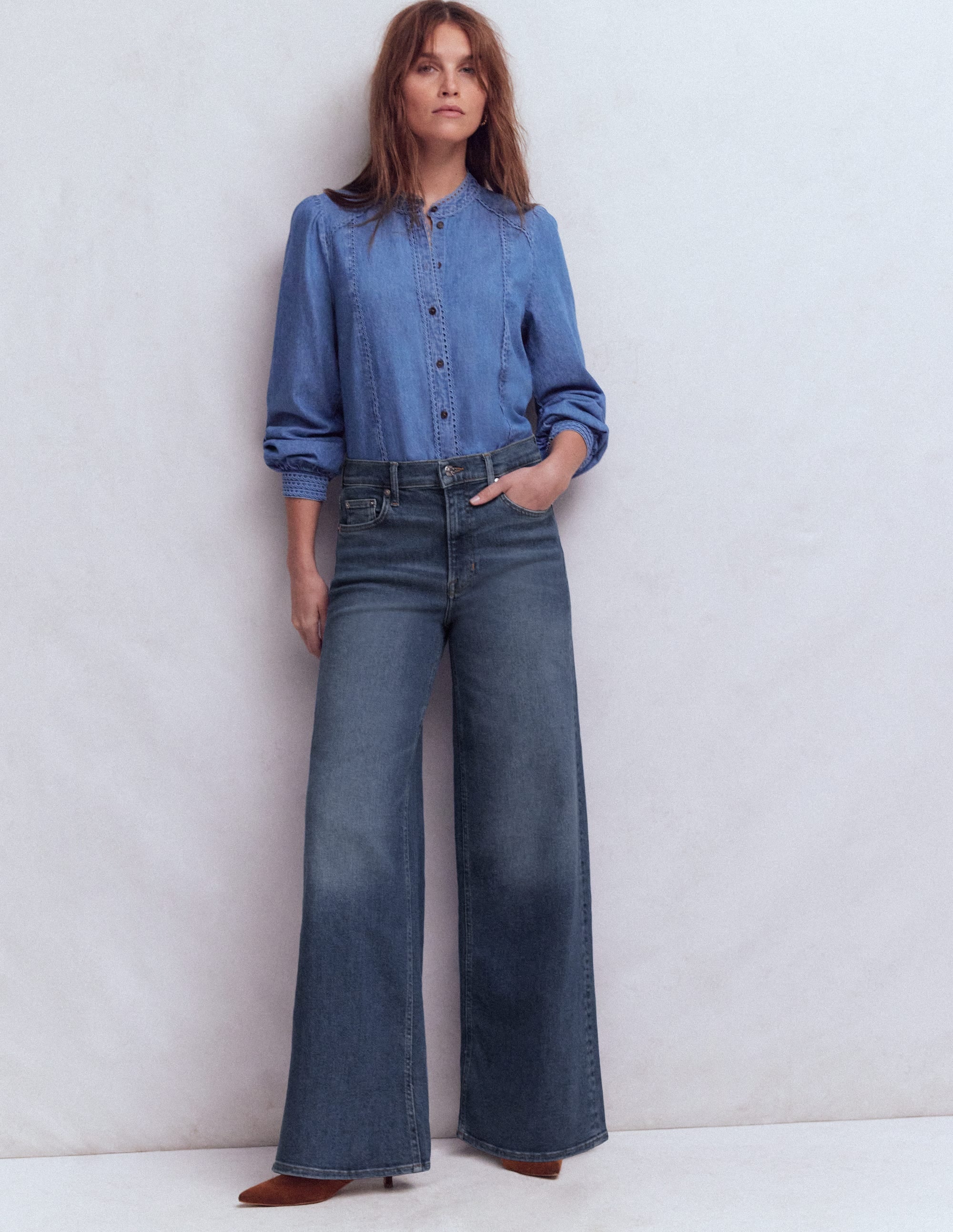 High Rise Wide Leg Jeans-Mid Vintage - Image 1
