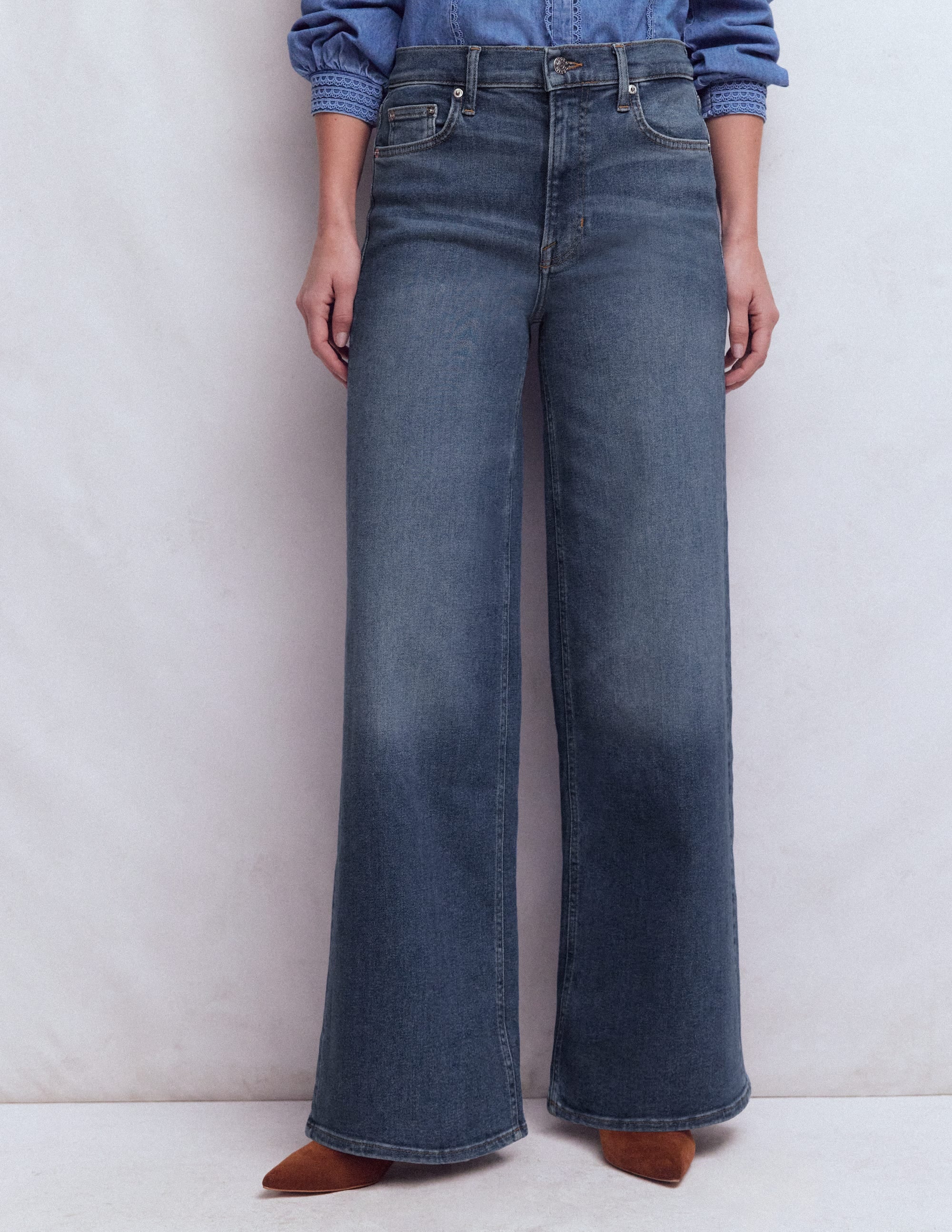High Rise Wide Leg Jeans-Mid Vintage - Image 4