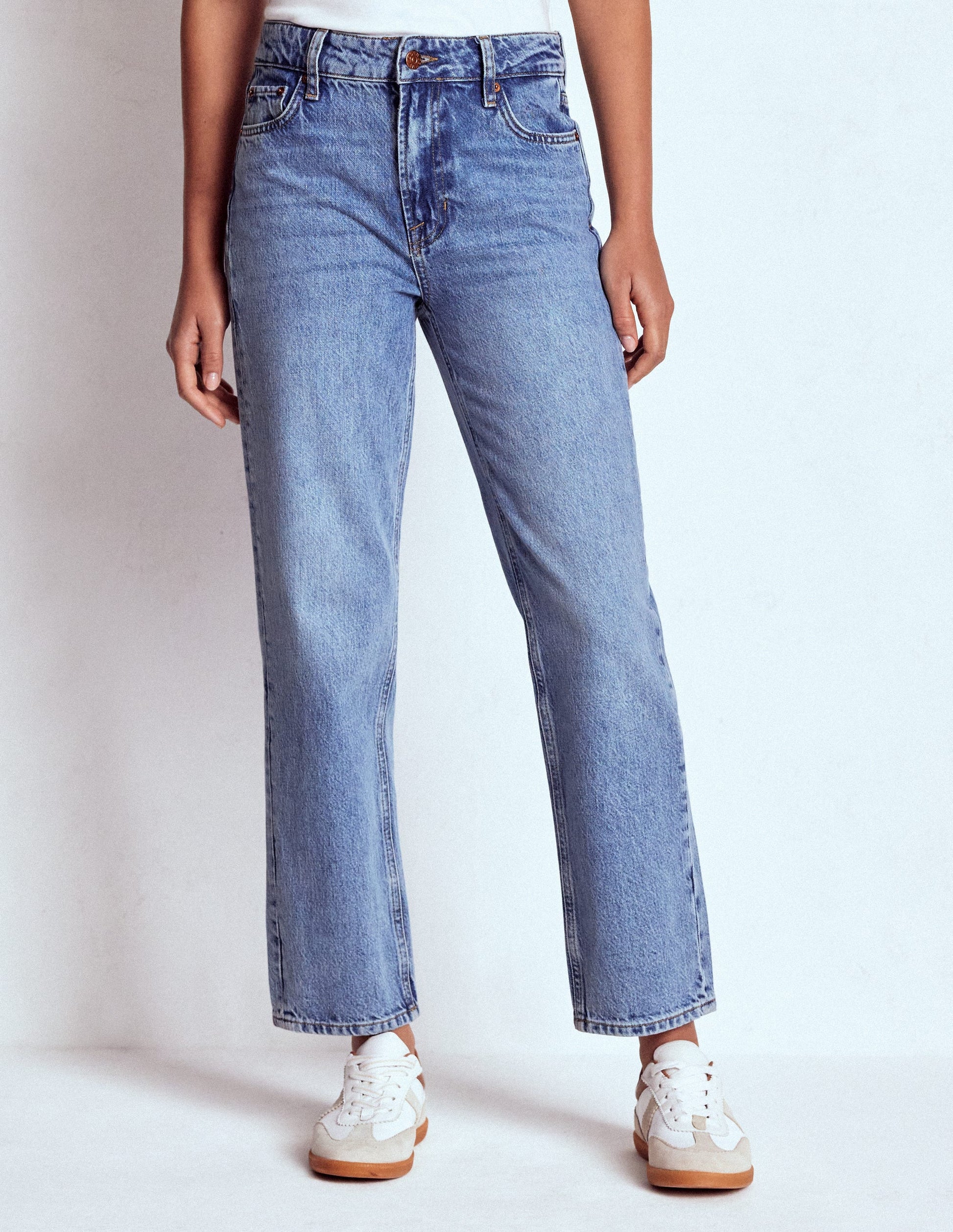 High Rise Straight Leg Jeans-Light Wash-1