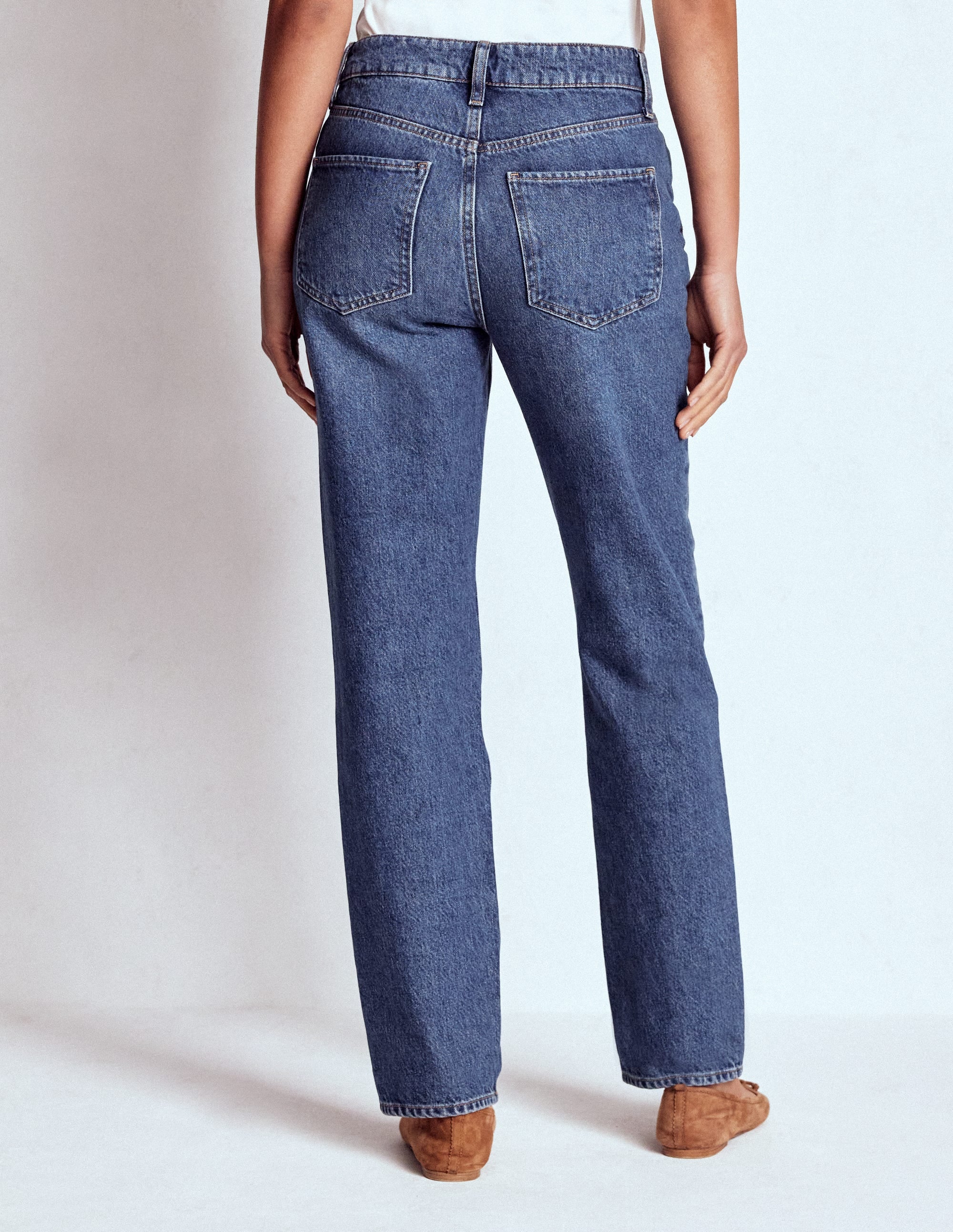 High Rise Straight Leg Jeans-Mid Wash - Image 2