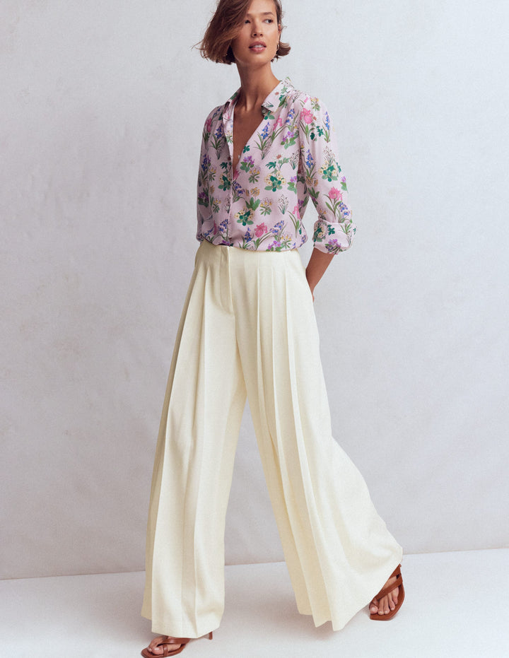Regent Wide Leg Trousers-Ivory
